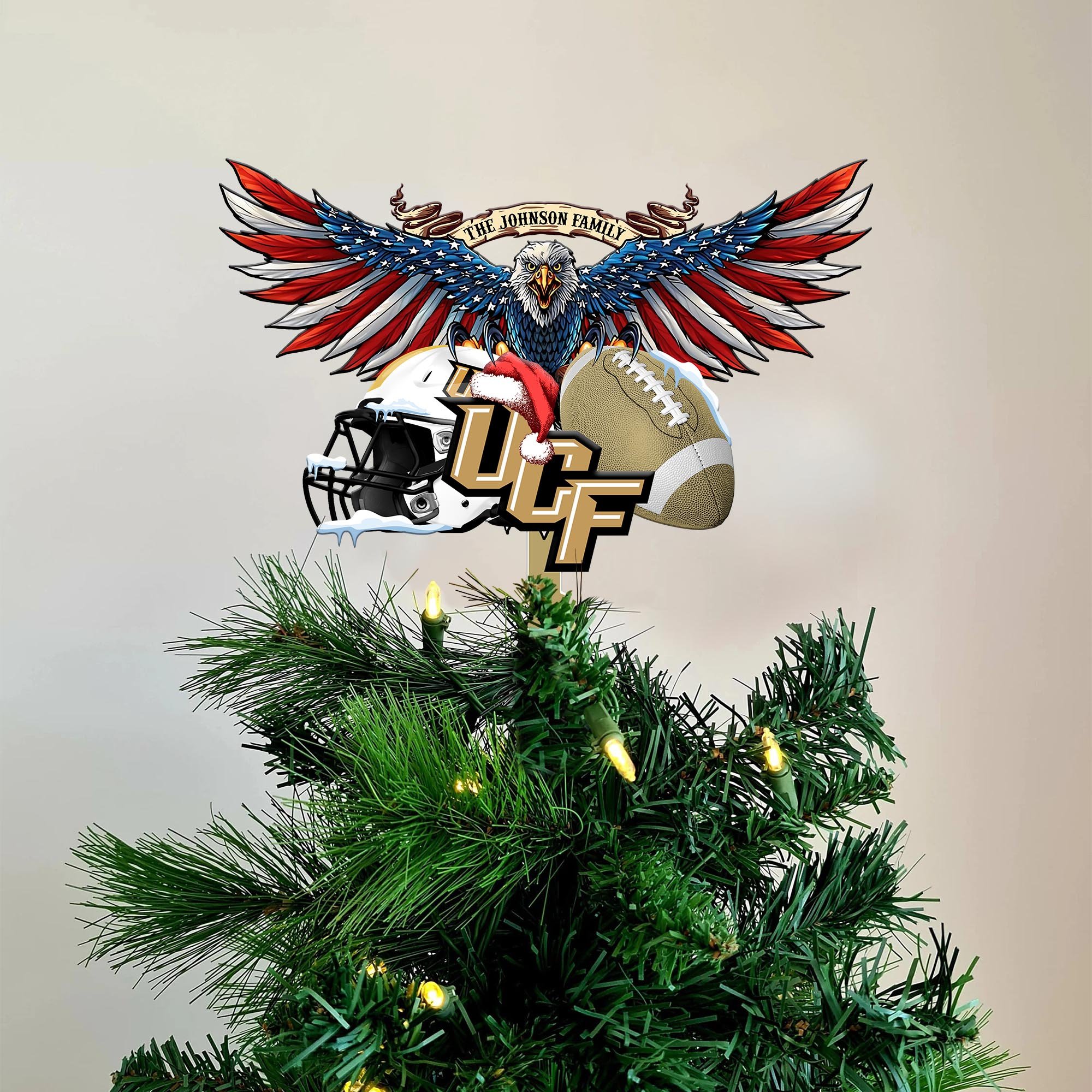 UCF Knights Tree Topper Custom Your Family Name, Sport Team Tree Topper, Sport Decorations, Christmas Gifts EHIVM-53652