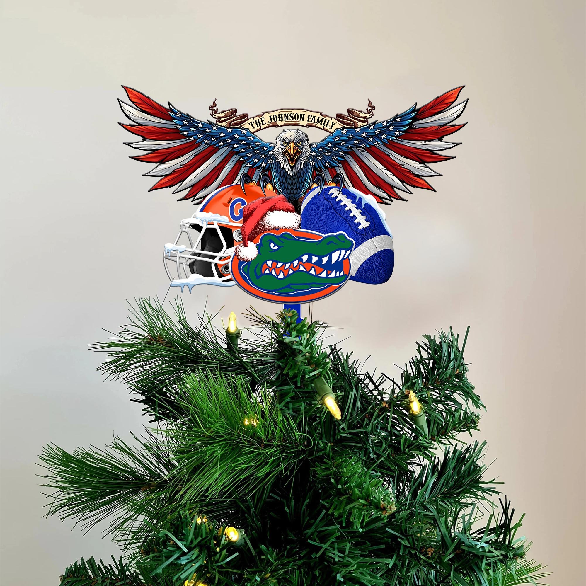 Florida Gators Tree Topper Custom Your Family Name, Sport Team Tree Topper, Sport Decorations, Christmas Gifts EHIVM-53652