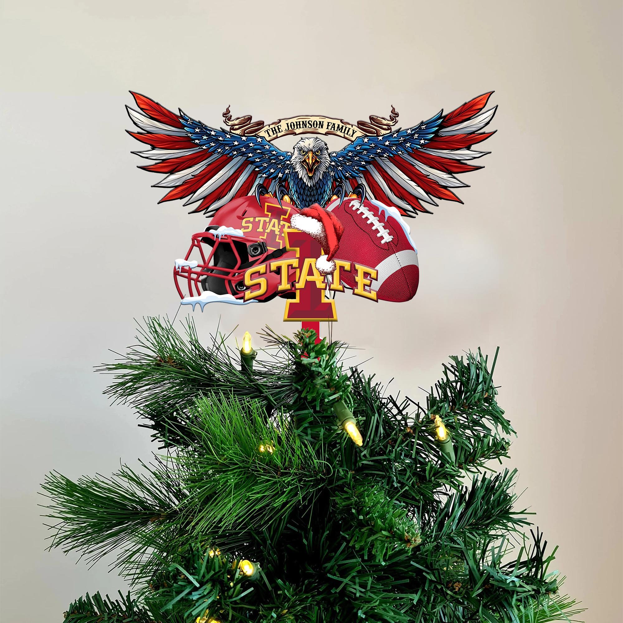 Iowa State Cyclones Tree Topper Custom Your Family Name, Sport Team Tree Topper, Sport Decorations, Christmas Gifts EHIVM-53652