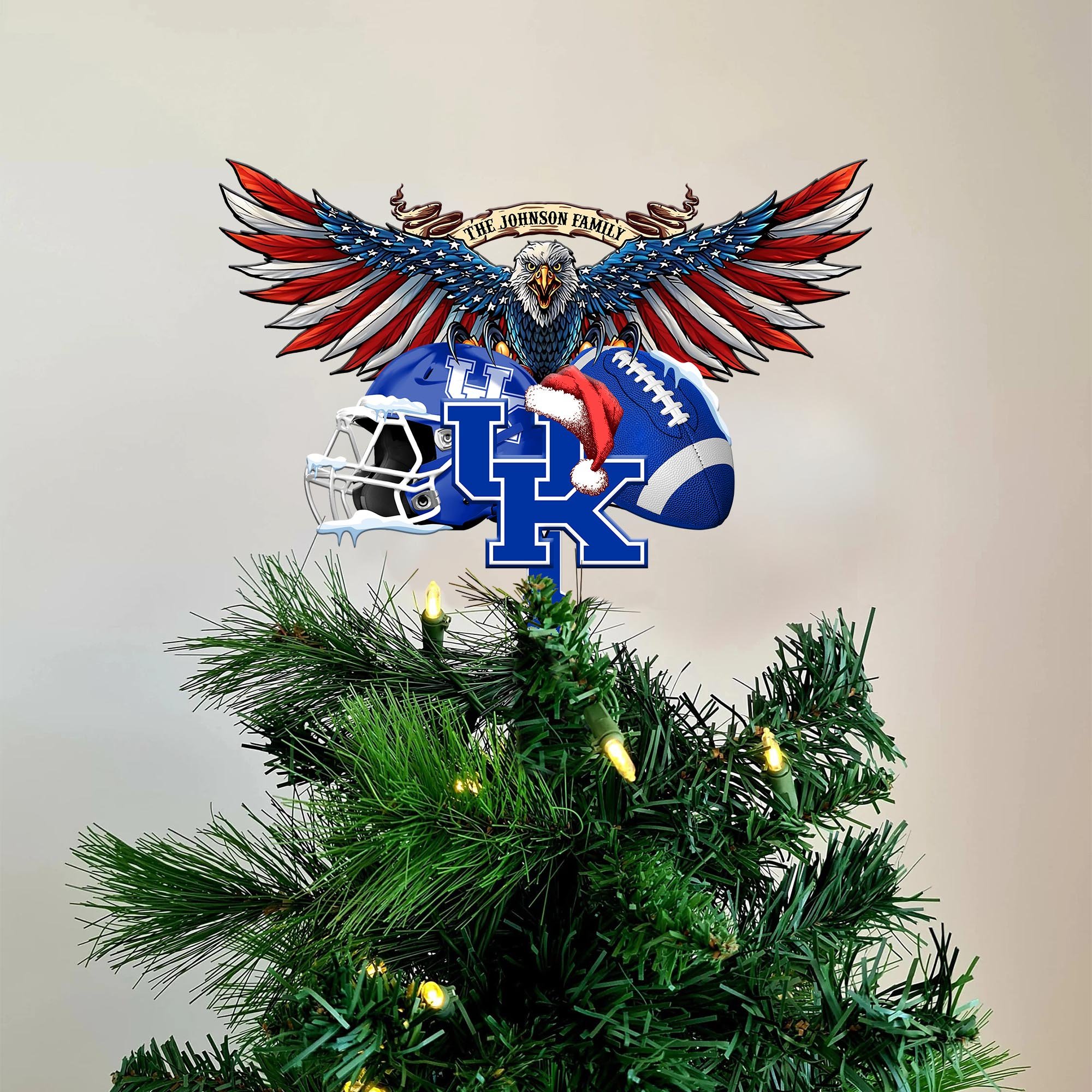 Kentucky Wildcats Tree Topper Custom Your Family Name, Sport Team Tree Topper, Sport Decorations, Christmas Gifts EHIVM-53652