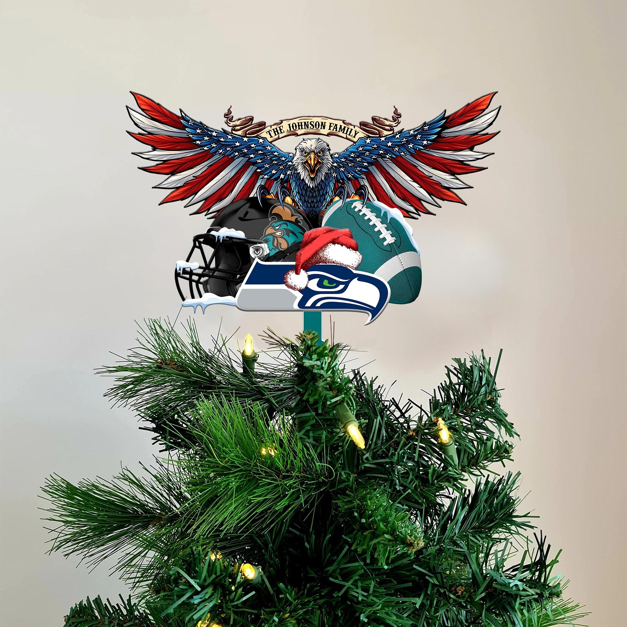 Coastal Carolina Chanticleers Tree Topper Custom Your Family Name, Sport Team Tree Topper, Sport Decorations, Christmas Gifts EHIVM-53652