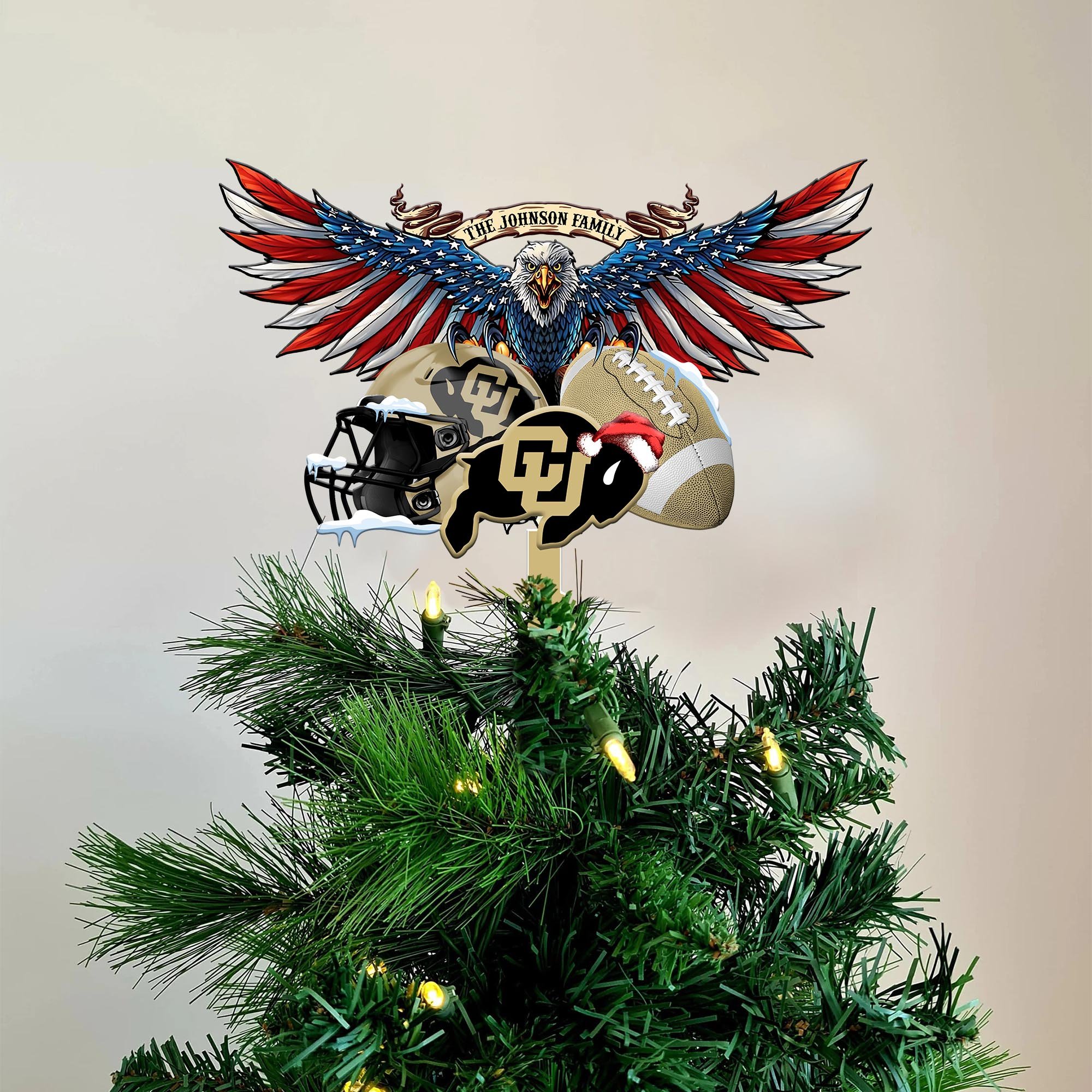 Colorado Buffaloes Tree Topper Custom Your Family Name, Sport Team Tree Topper, Sport Decorations, Christmas Gifts EHIVM-53652