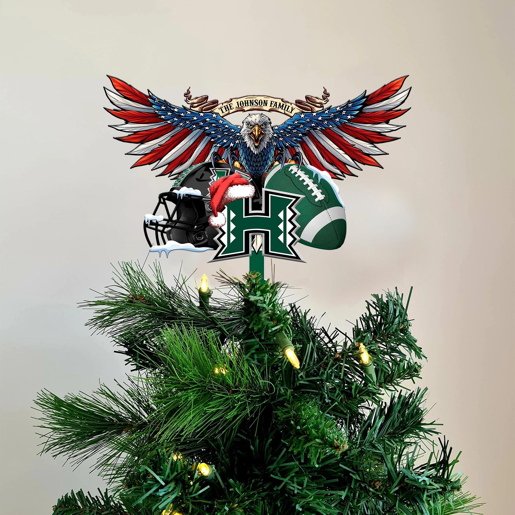 Hawaii Rainbow Warriors Tree Topper Custom Your Family Name, Sport Team Tree Topper, Sport Decorations, Christmas Gifts EHIVM-53652