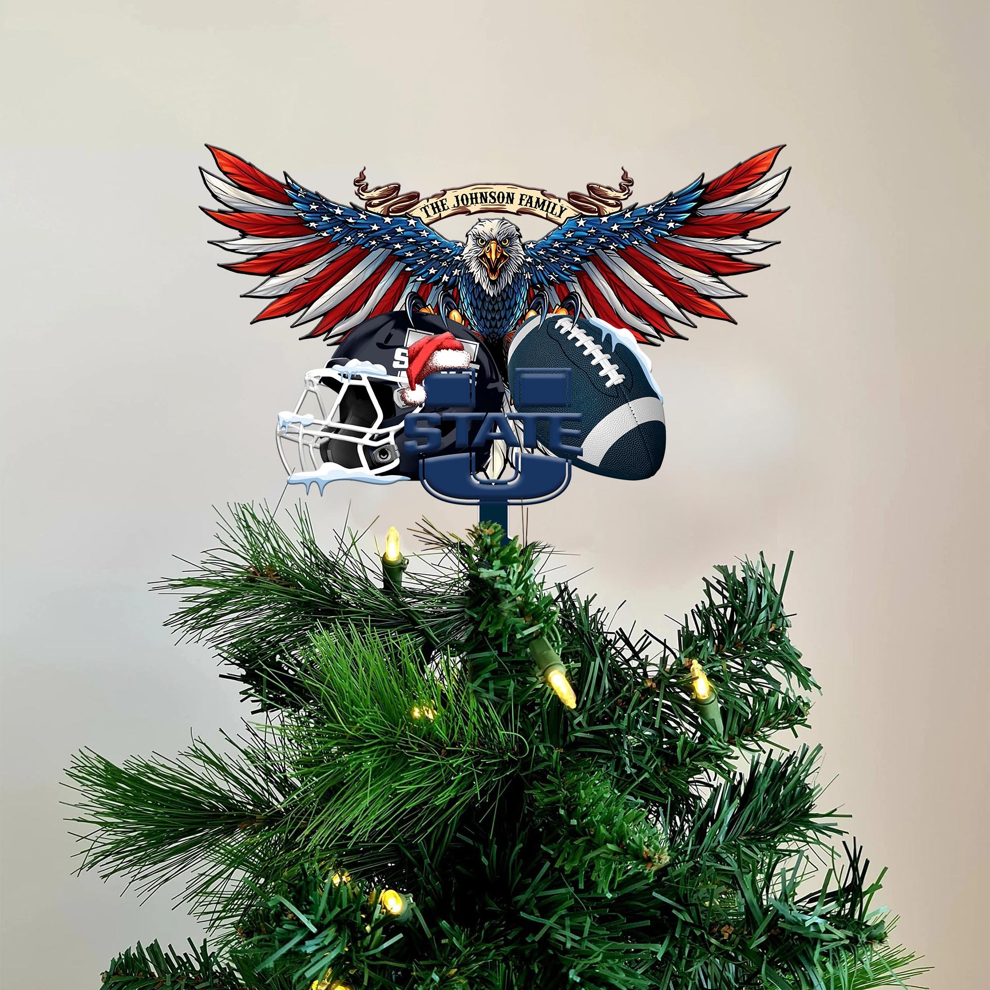 Utah State Aggies Tree Topper Custom Your Family Name, Sport Team Tree Topper, Sport Decorations, Christmas Gifts EHIVM-53652