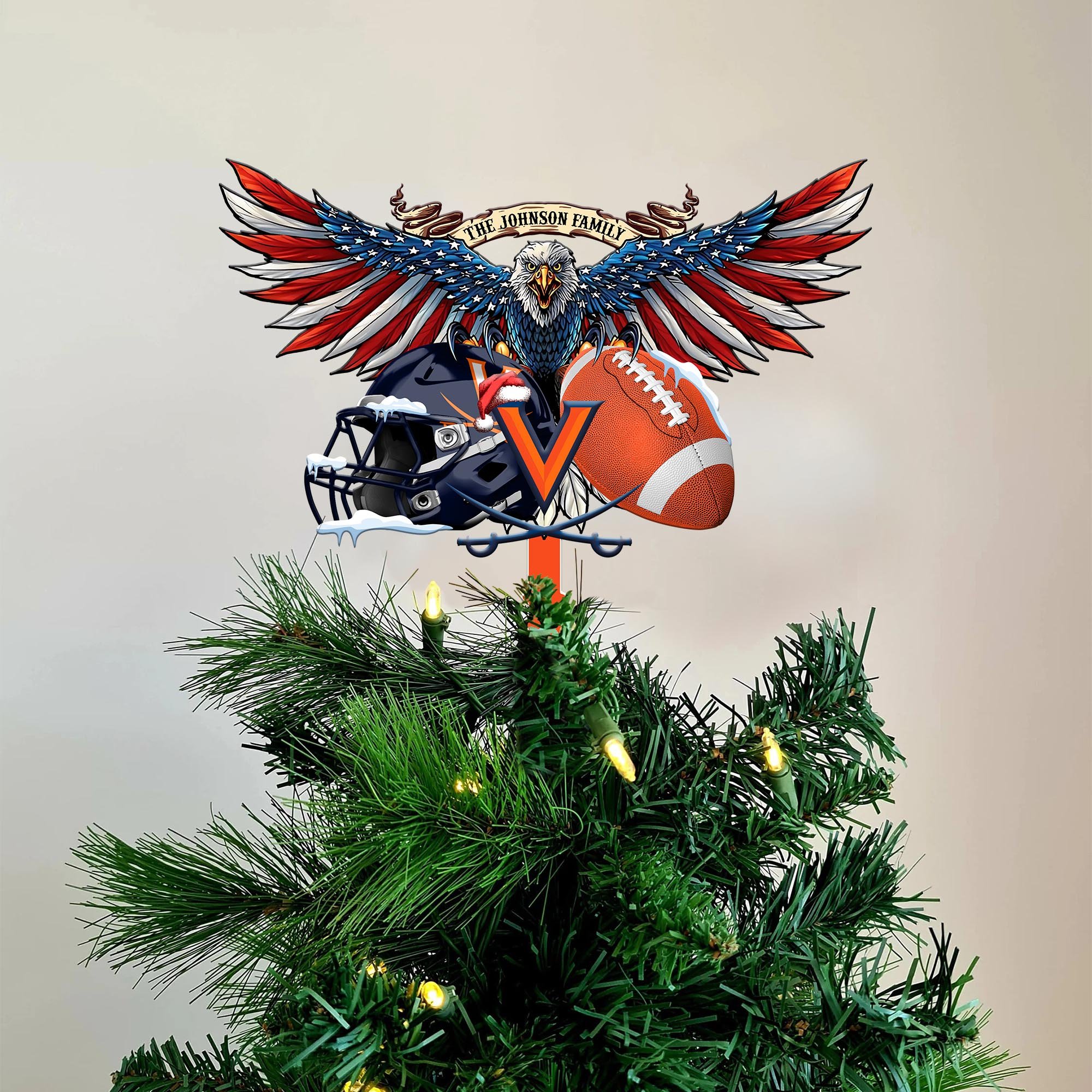 Virginia Cavaliers Tree Topper Custom Your Family Name, Sport Team Tree Topper, Sport Decorations, Christmas Gifts EHIVM-53652