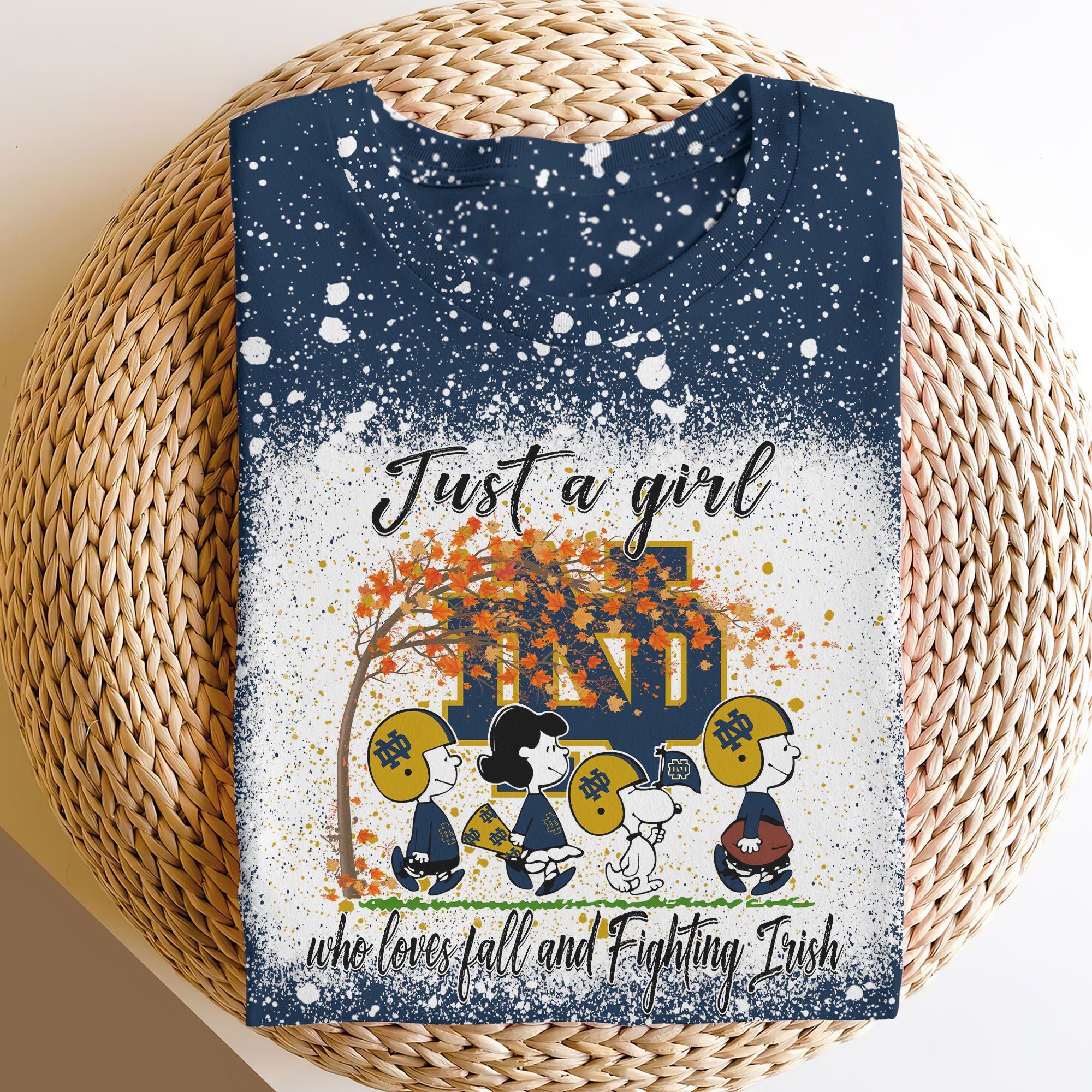 Notre Dame Fighting Irish 3D Shirts, Sport 3D Clothing, Just A Girl Who Loves Fall Shirts EHIVM-58302