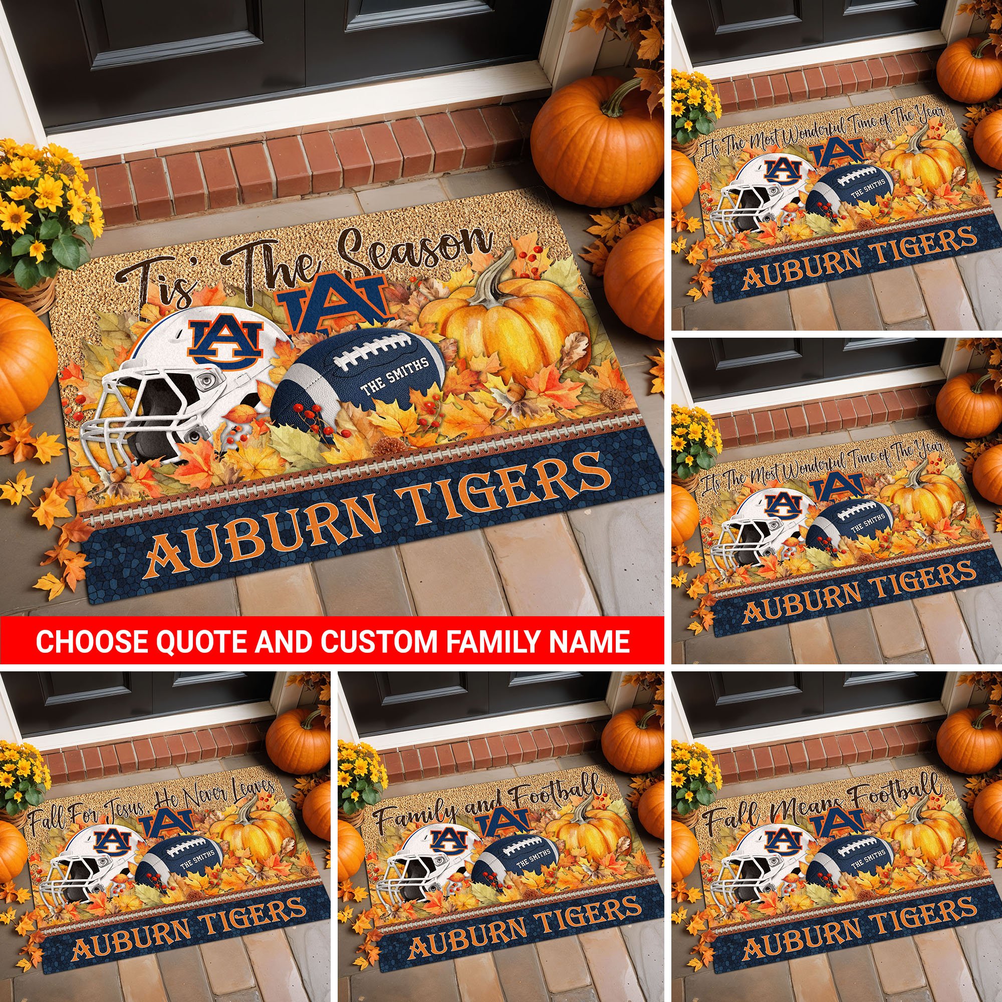 Auburn Tigers Doormat Custom Your Family Name And Choose Your Quotes, Sport Doormat, Sport Gifts For Fan, Home Decorations EHIVM-54911