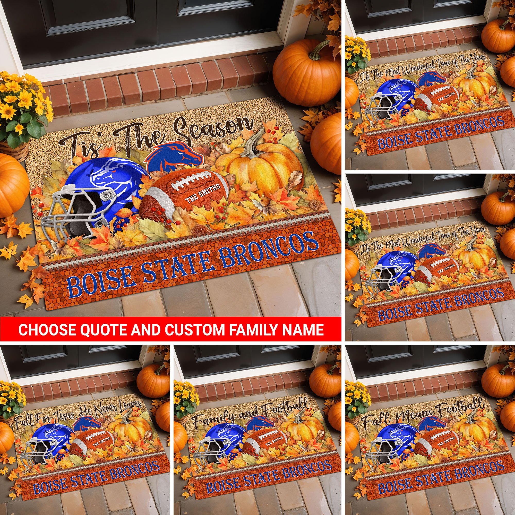 Boise State Broncos Doormat Custom Your Family Name And Choose Your Quotes, Sport Doormat, Sport Gifts For Fan, Home Decorations EHIVM-54911