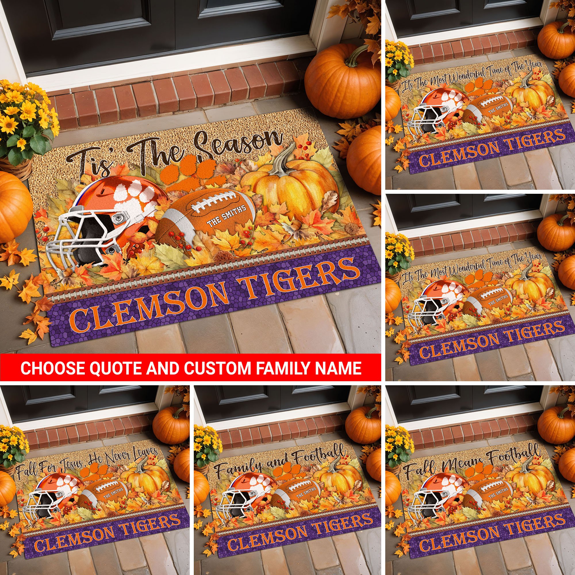 Clemson Tigers Doormat Custom Your Family Name And Choose Your Quotes, Sport Doormat, Sport Gifts For Fan, Home Decorations EHIVM-54911