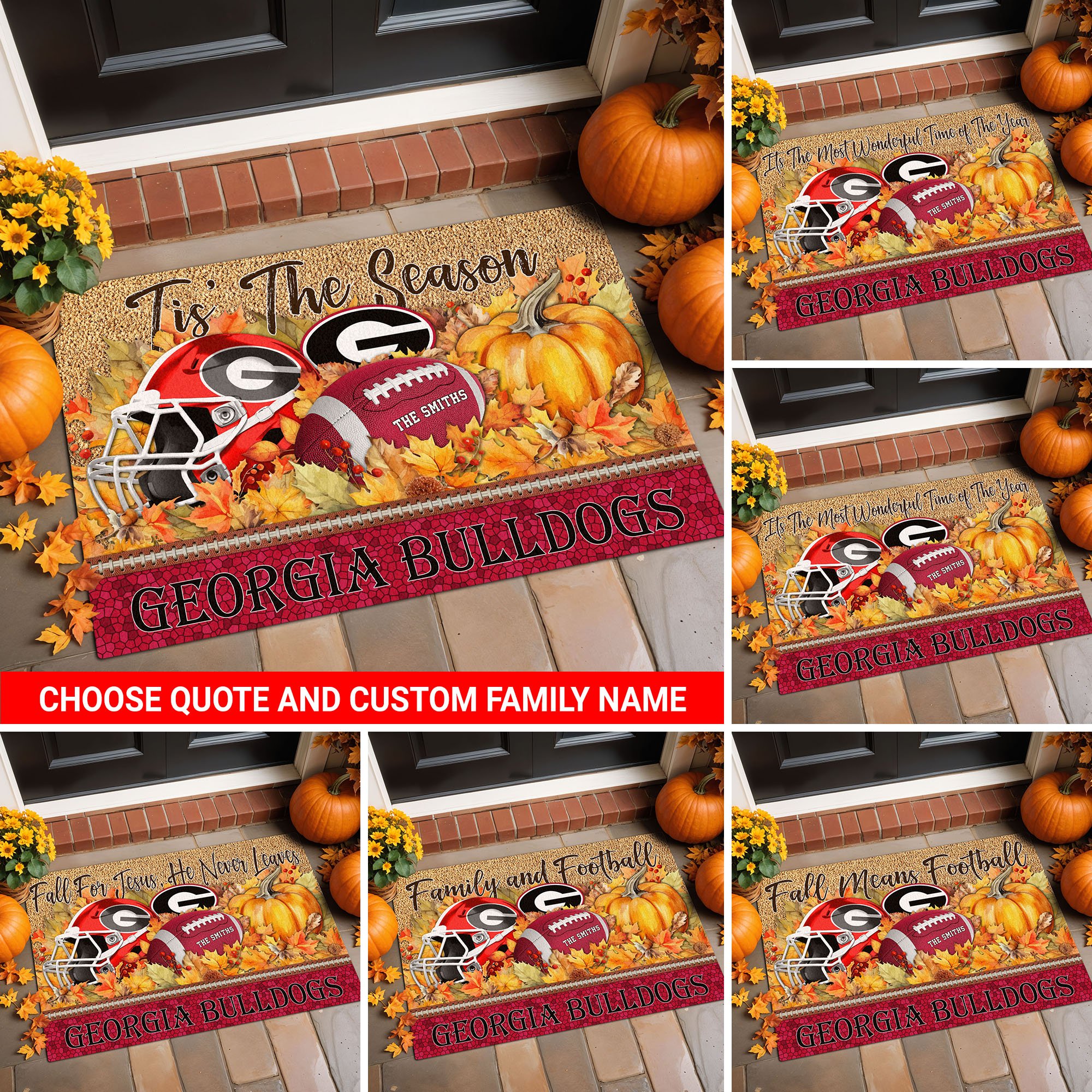 Georgia Bulldogs Doormat Custom Your Family Name And Choose Your Quotes, Sport Doormat, Sport Gifts For Fan, Home Decorations EHIVM-54911