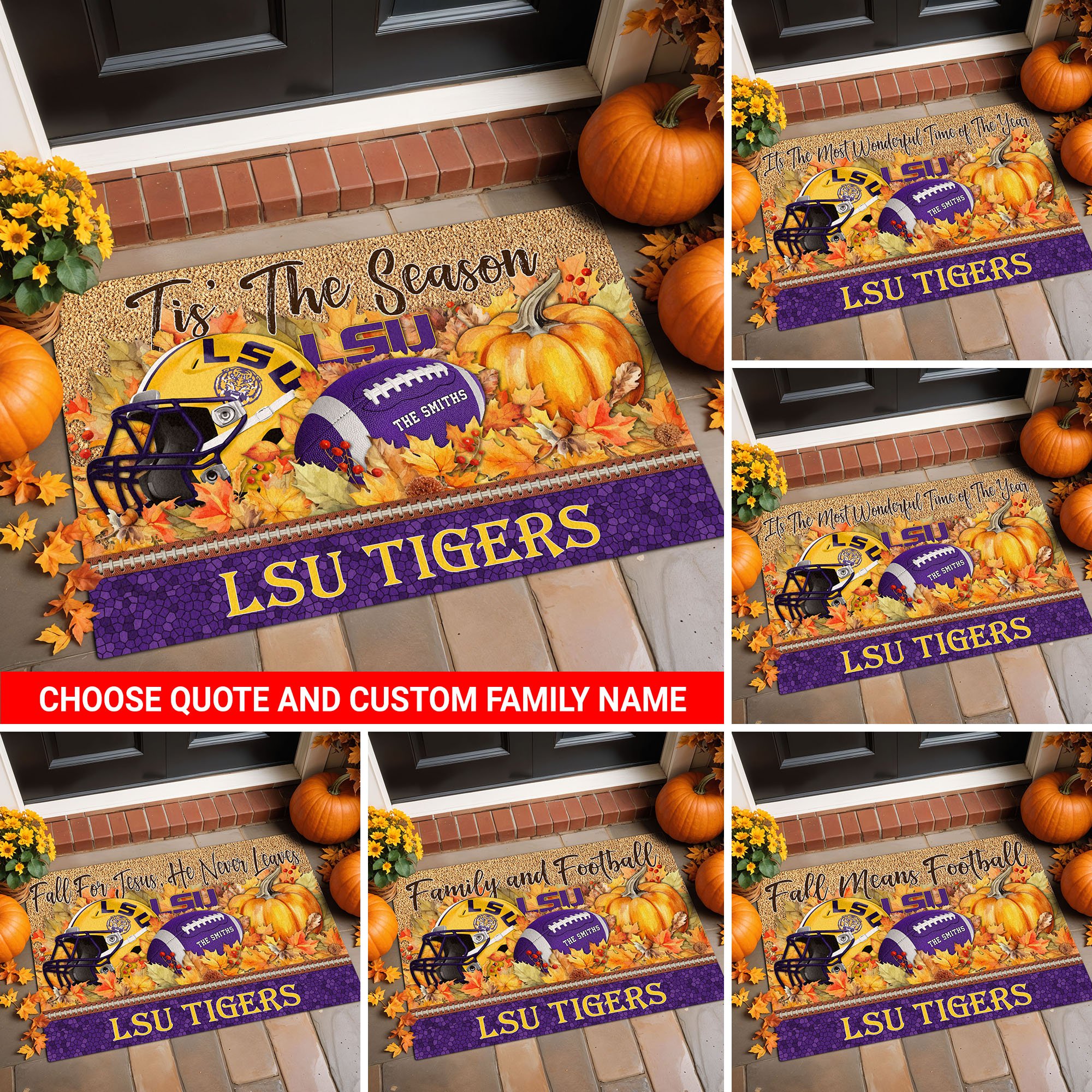 LSU TIGERS Doormat Custom Your Family Name And Choose Your Quotes, Sport Doormat, Sport Gifts For Fan, Home Decorations EHIVM-54911