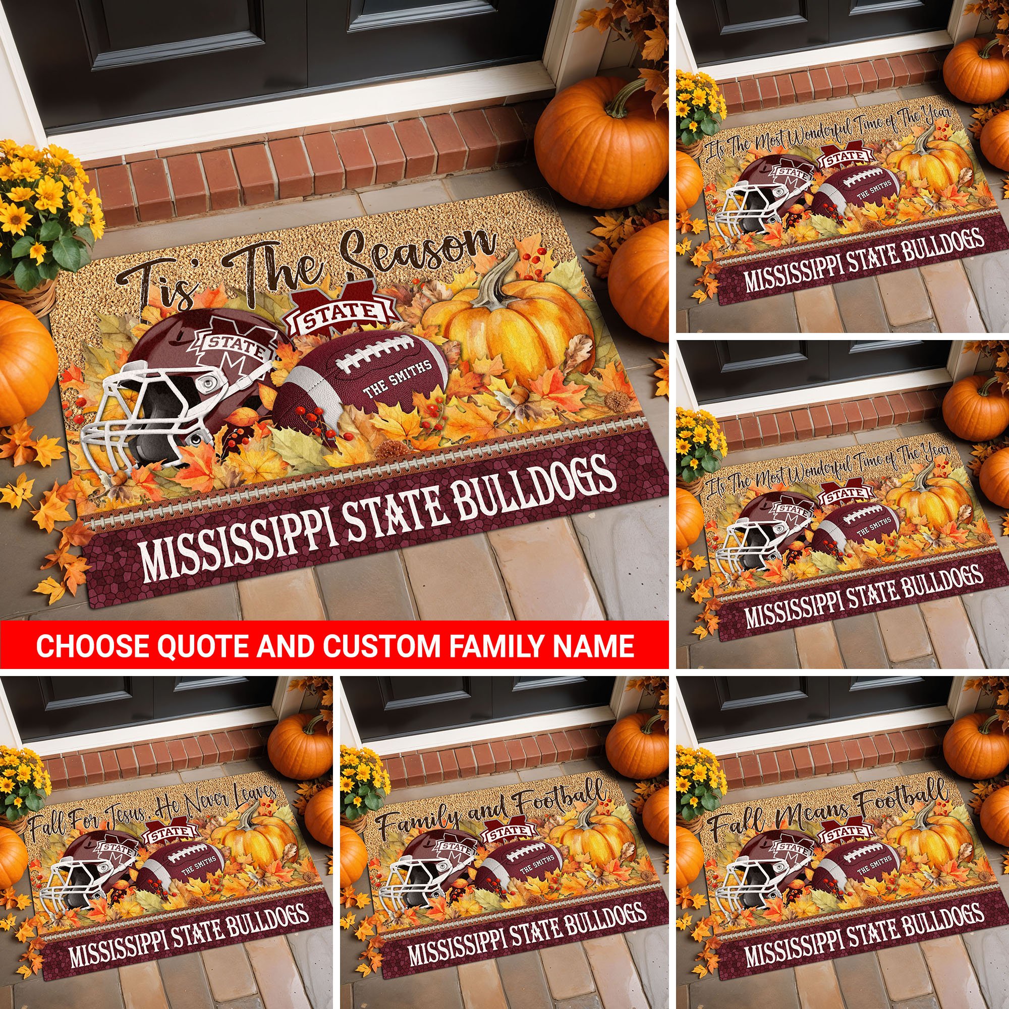 Mississippi State Bulldogs Doormat Custom Your Family Name And Choose Your Quotes, Sport Doormat, Sport Gifts For Fan, Home Decorations EHIVM-54911