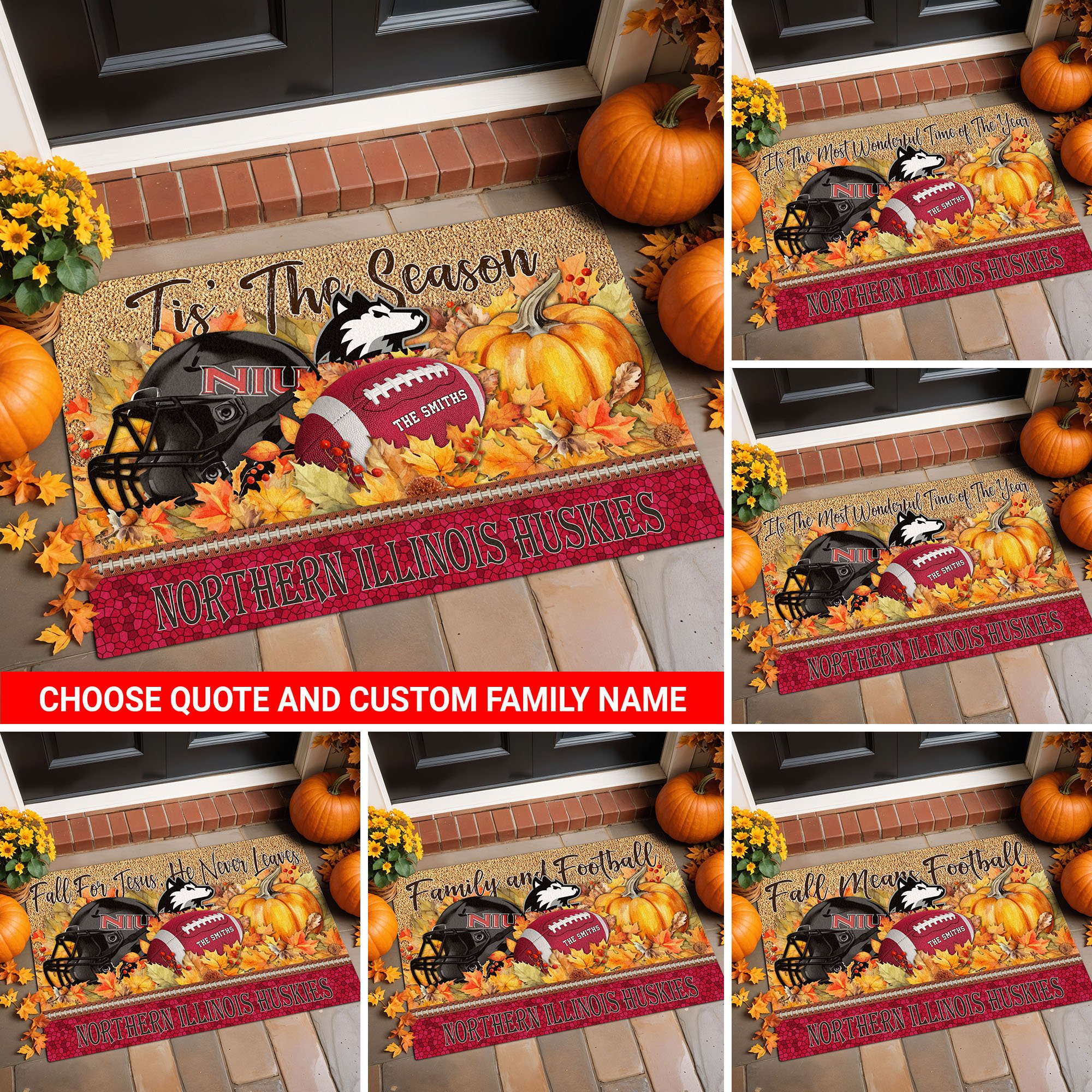 Northern Illinois Huskies Doormat Custom Your Family Name And Choose Your Quotes, Sport Doormat, Sport Gifts For Fan, Home Decorations EHIVM-54911