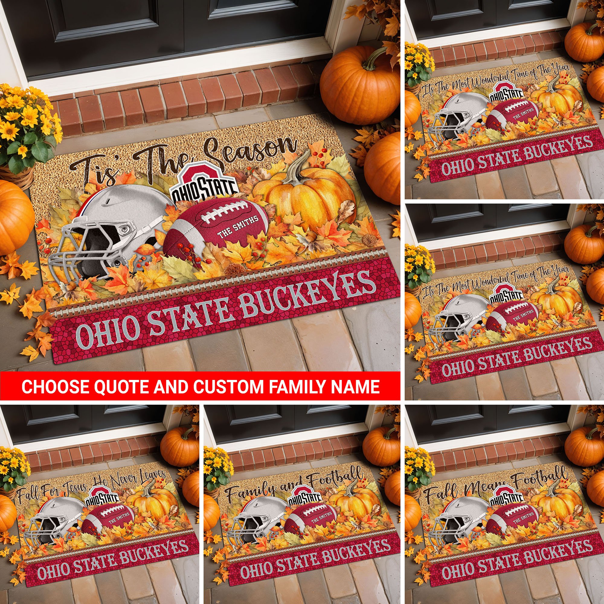 Ohio State Buckeyes Doormat Custom Your Family Name And Choose Your Quotes, Sport Doormat, Sport Gifts For Fan, Home Decorations EHIVM-54911