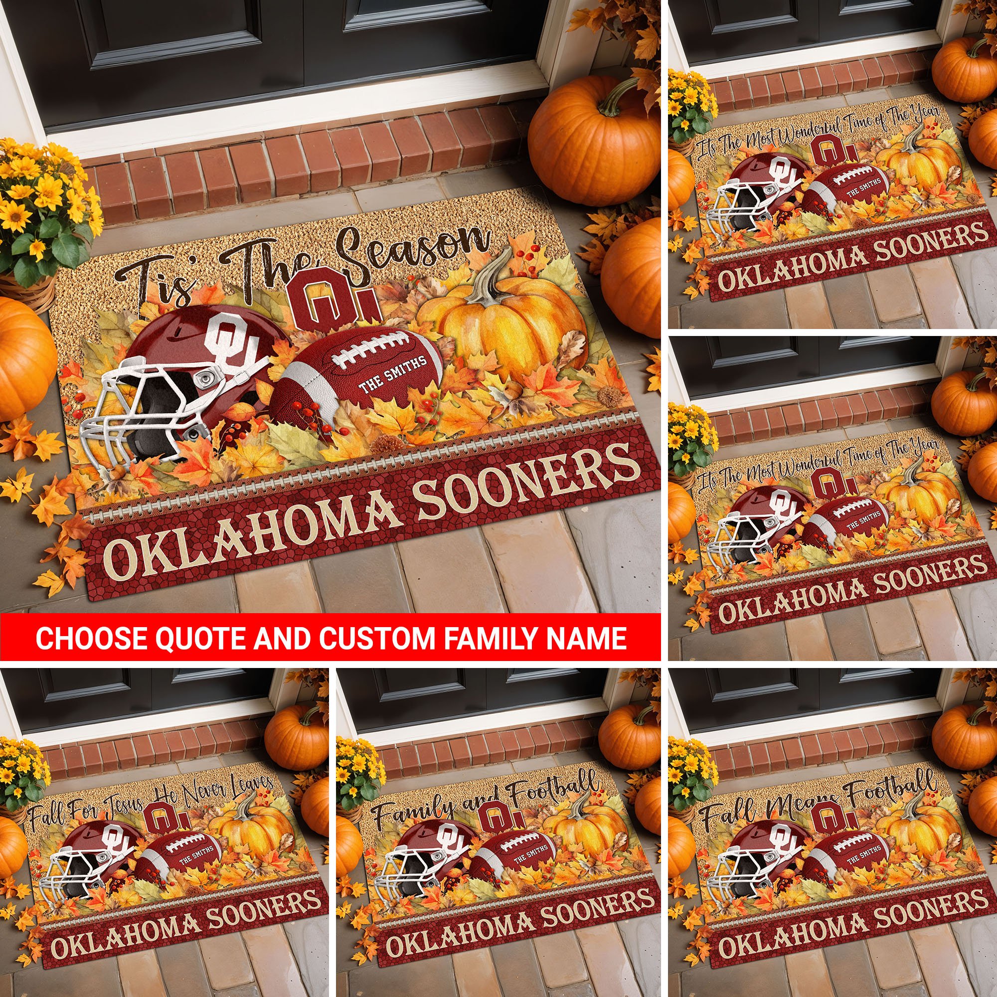 Oklahoma Sooners Doormat Custom Your Family Name And Choose Your Quotes, Sport Doormat, Sport Gifts For Fan, Home Decorations EHIVM-54911