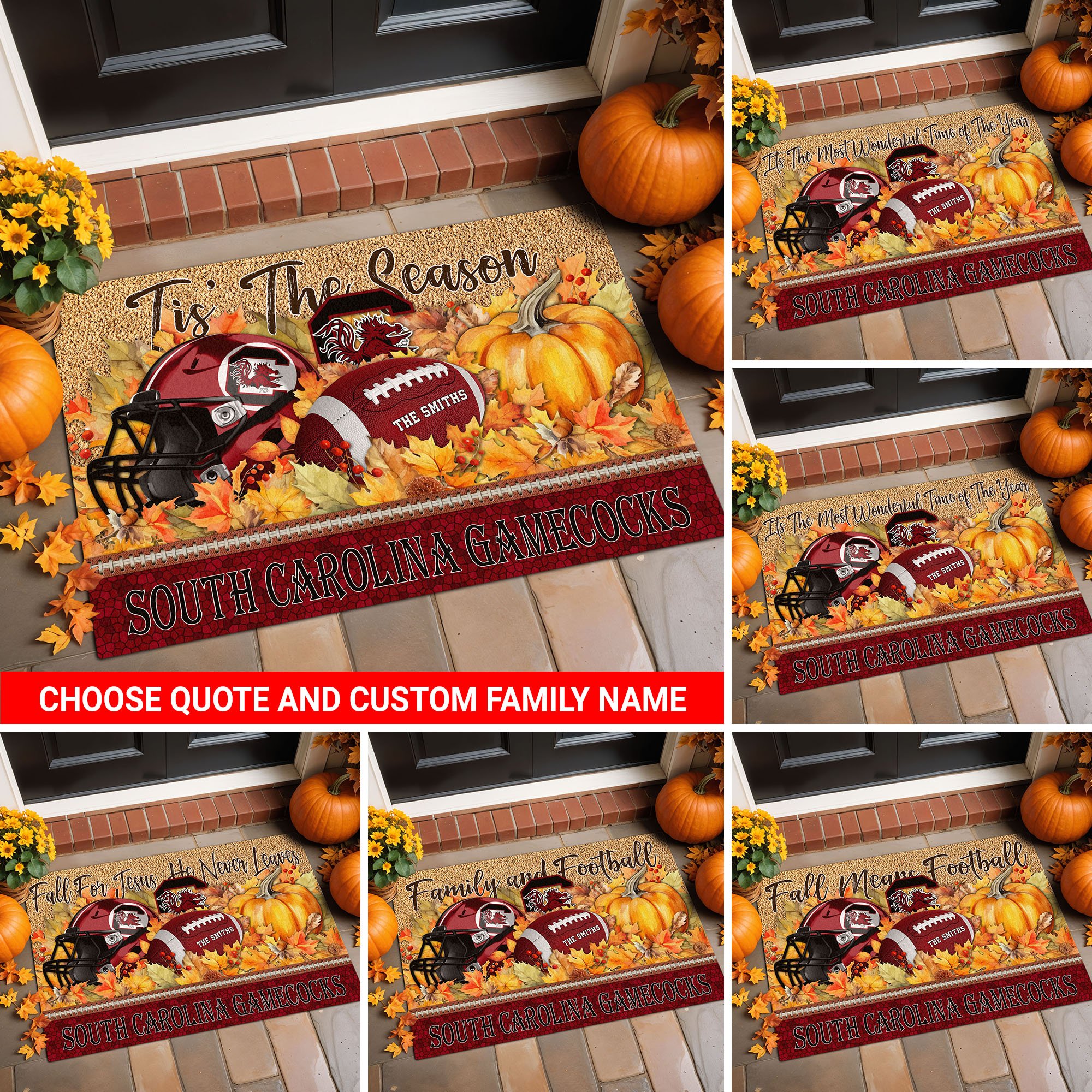 South Carolina Gamecocks Doormat Custom Your Family Name And Choose Your Quotes, Sport Doormat, Sport Gifts For Fan, Home Decorations EHIVM-54911