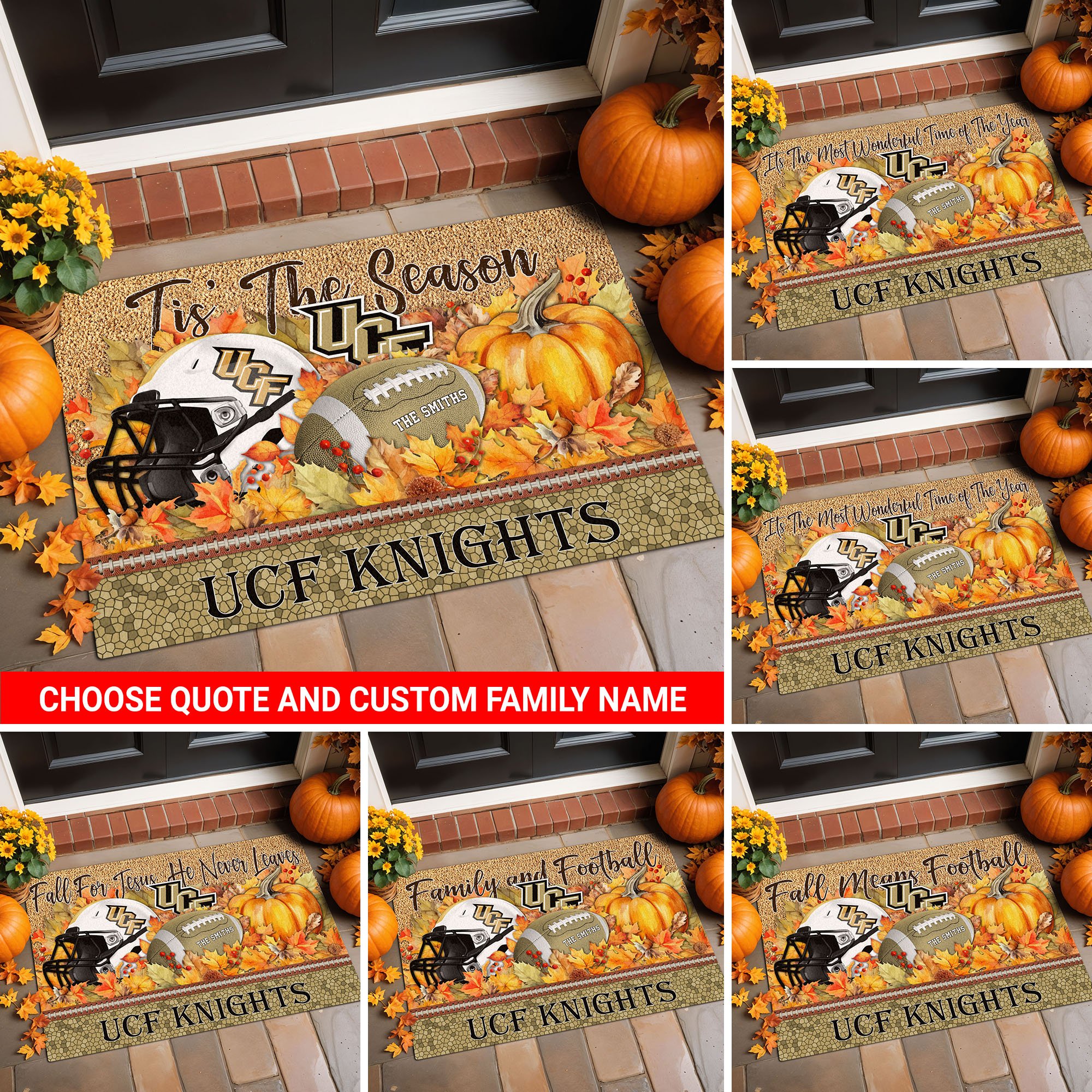 UCF Knights Doormat Custom Your Family Name And Choose Your Quotes, Sport Doormat, Sport Gifts For Fan, Home Decorations EHIVM-54911