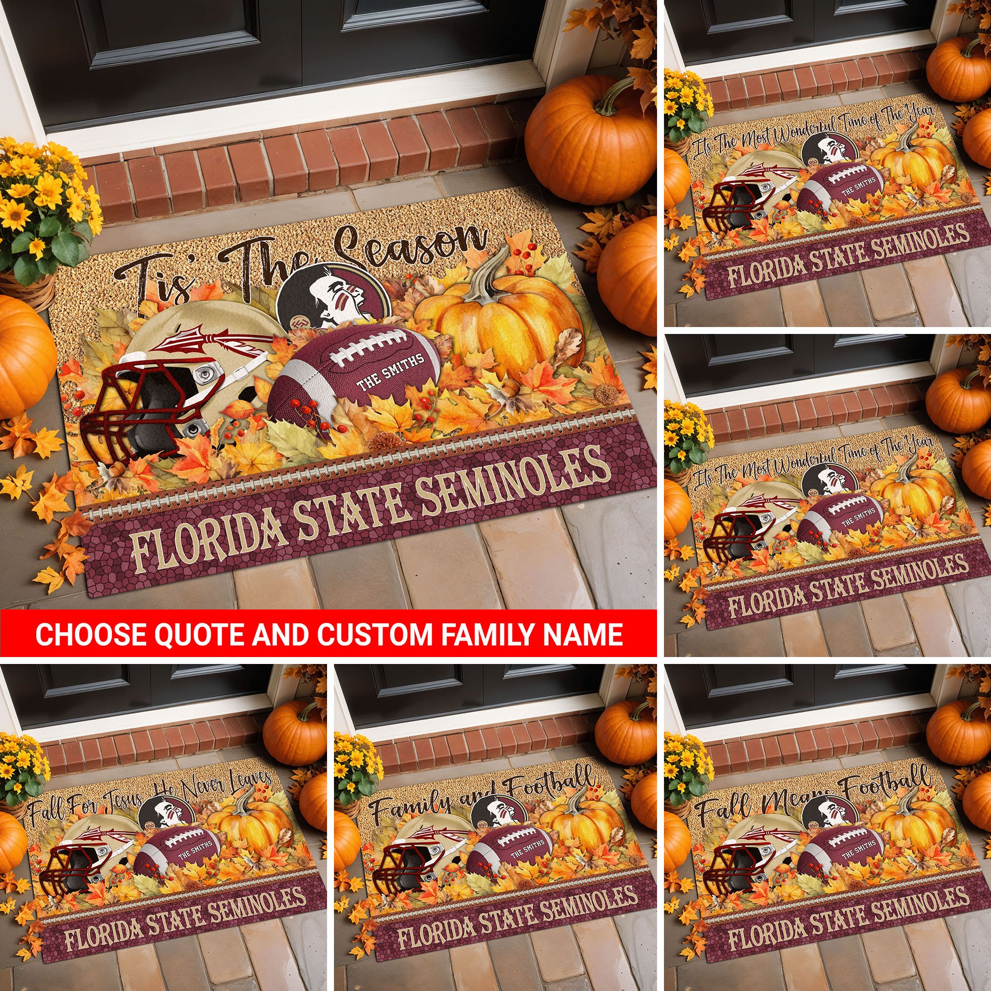 Florida State Seminoles Doormat Custom Your Family Name And Choose Your Quotes, Sport Doormat, Sport Gifts For Fan, Home Decorations EHIVM-54911