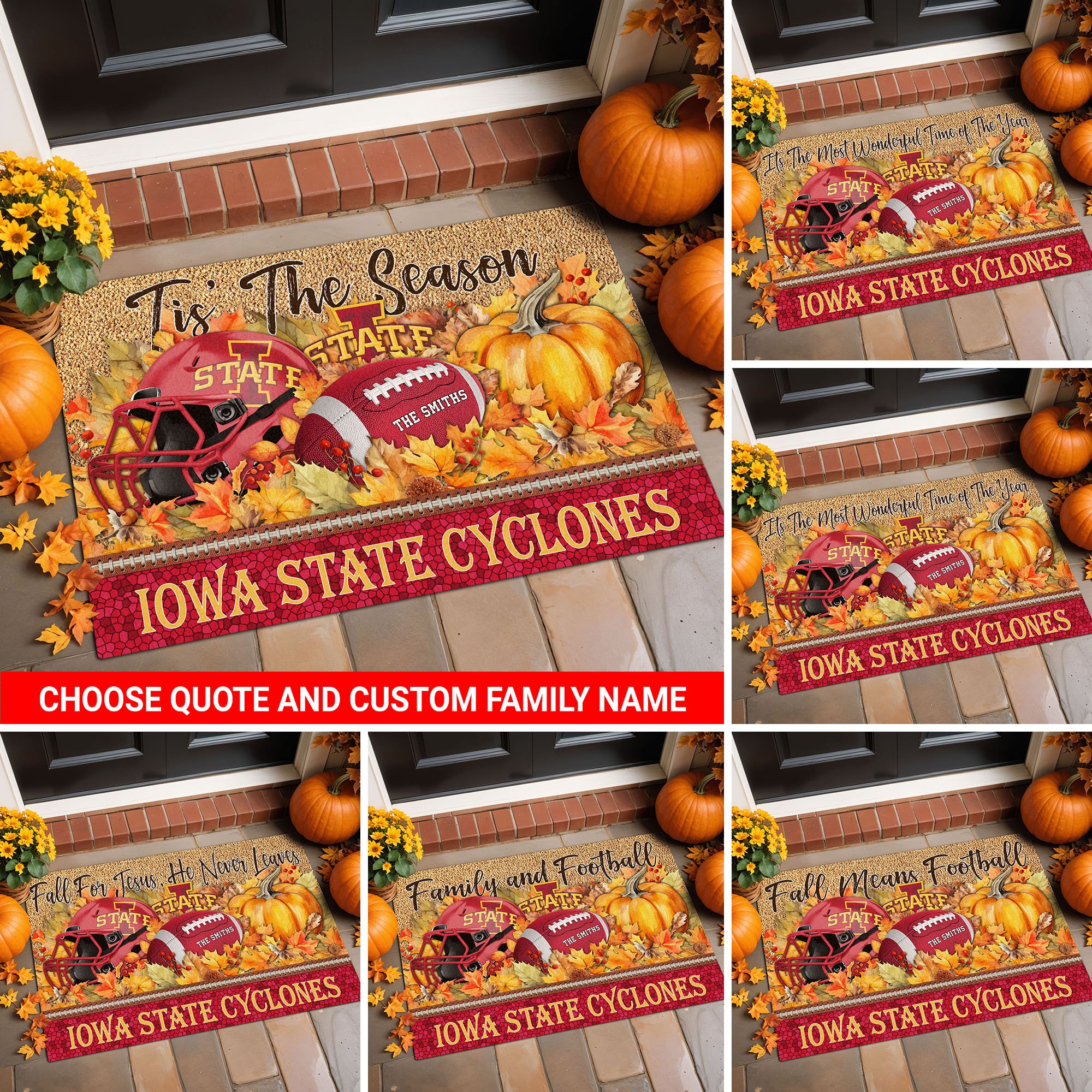 Iowa State Cyclones Doormat Custom Your Family Name And Choose Your Quotes, Sport Doormat, Sport Gifts For Fan, Home Decorations EHIVM-54911