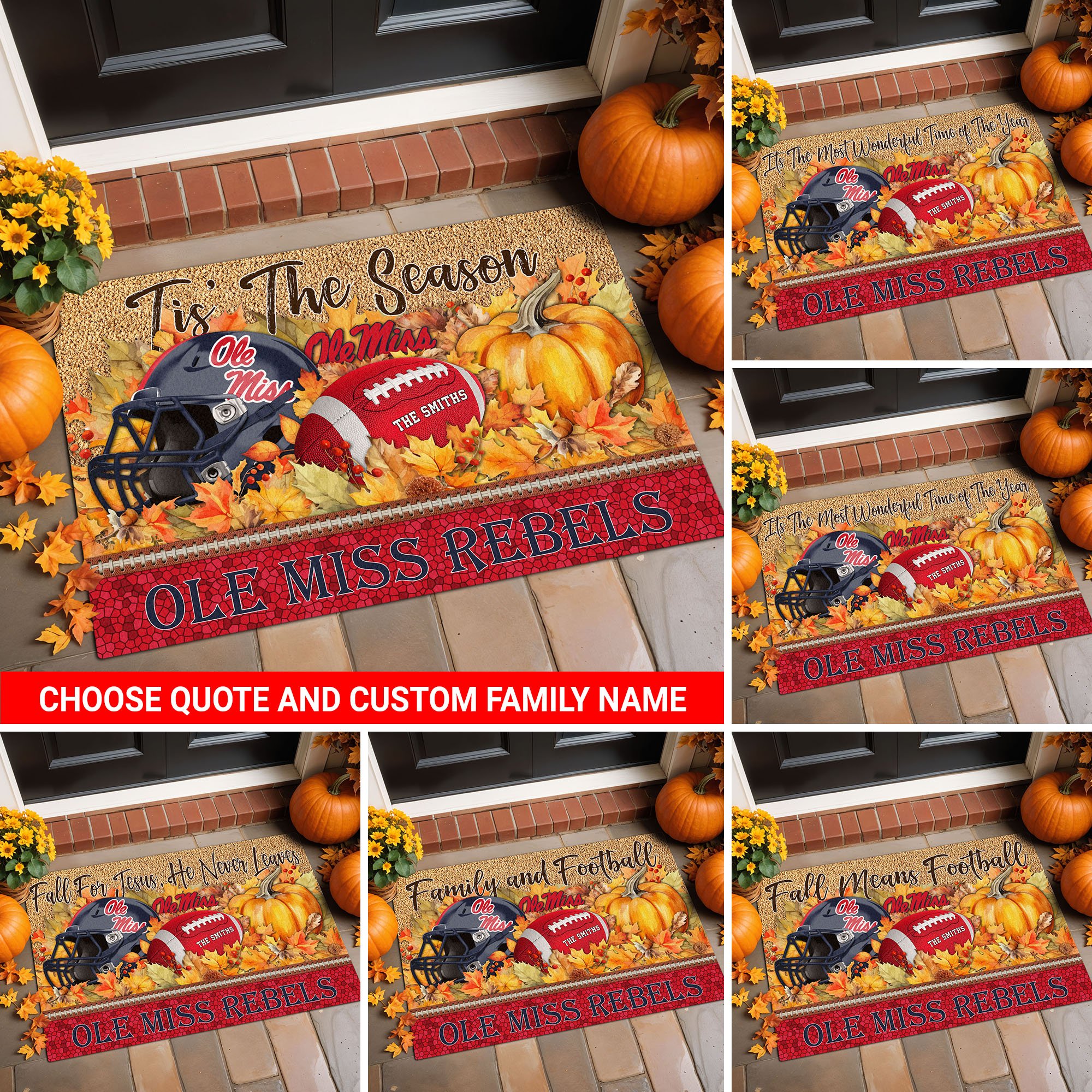 Ole Miss Rebels Doormat Custom Your Family Name And Choose Your Quotes, Sport Doormat, Sport Gifts For Fan, Home Decorations EHIVM-54911