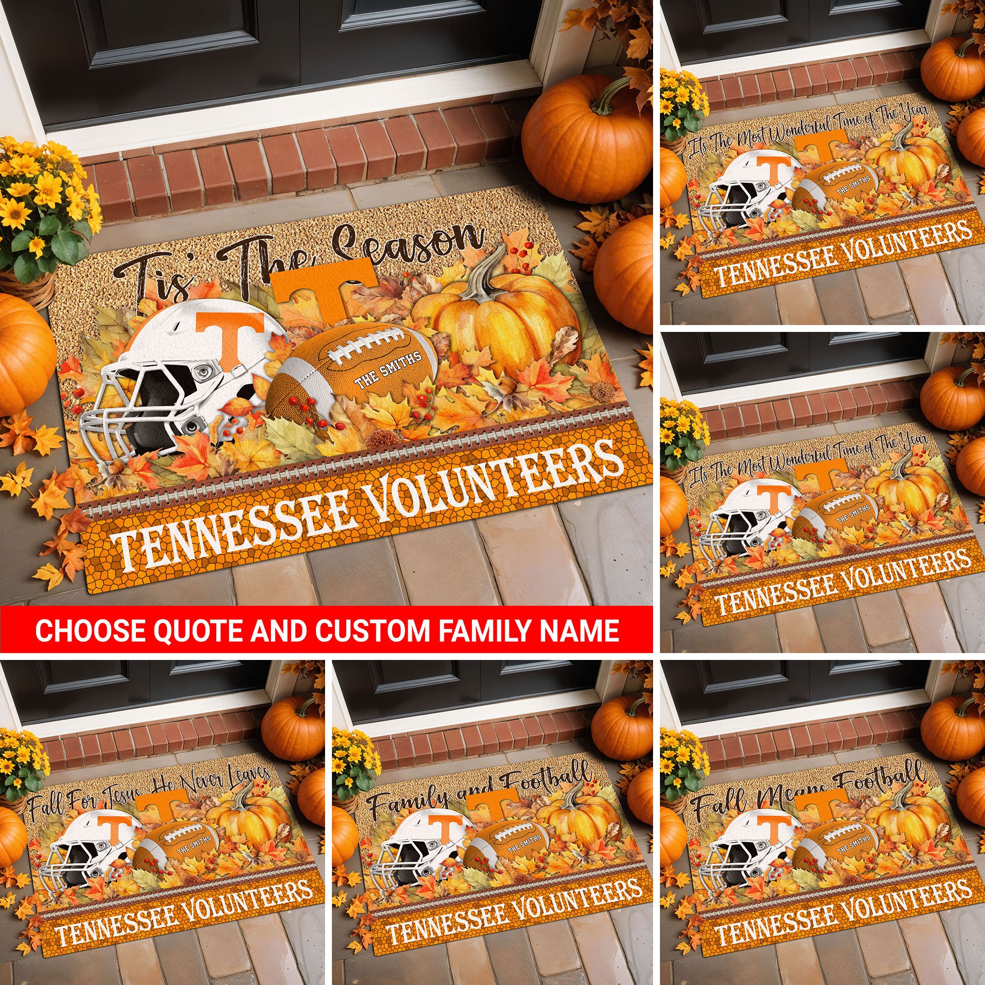 Tennessee Volunteers Doormat Custom Your Family Name And Choose Your Quotes, Sport Doormat, Sport Gifts For Fan, Home Decorations EHIVM-54911