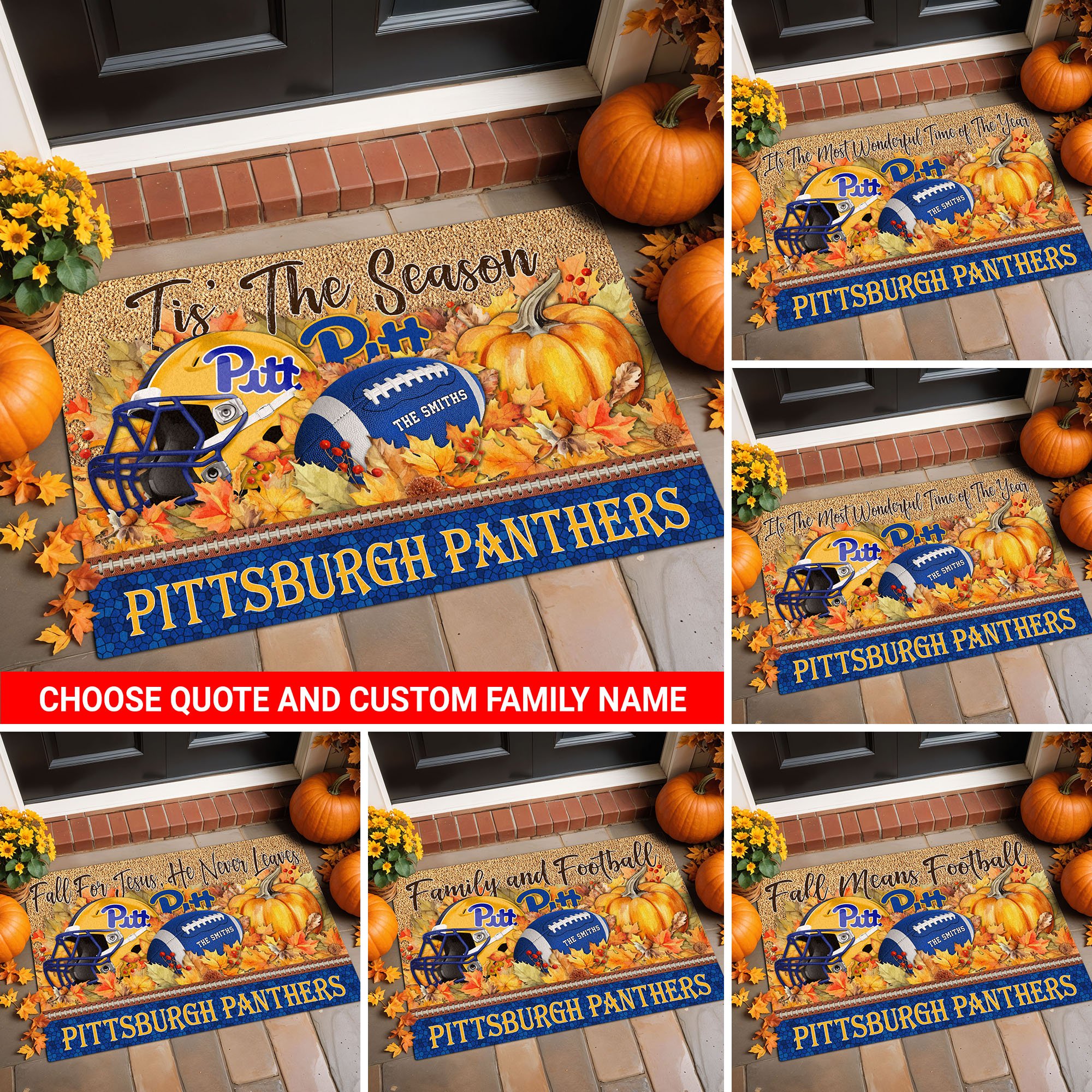 Pittsburgh Panthers Doormat Custom Your Family Name And Choose Your Quotes, Sport Doormat, Sport Gifts For Fan, Home Decorations EHIVM-54911