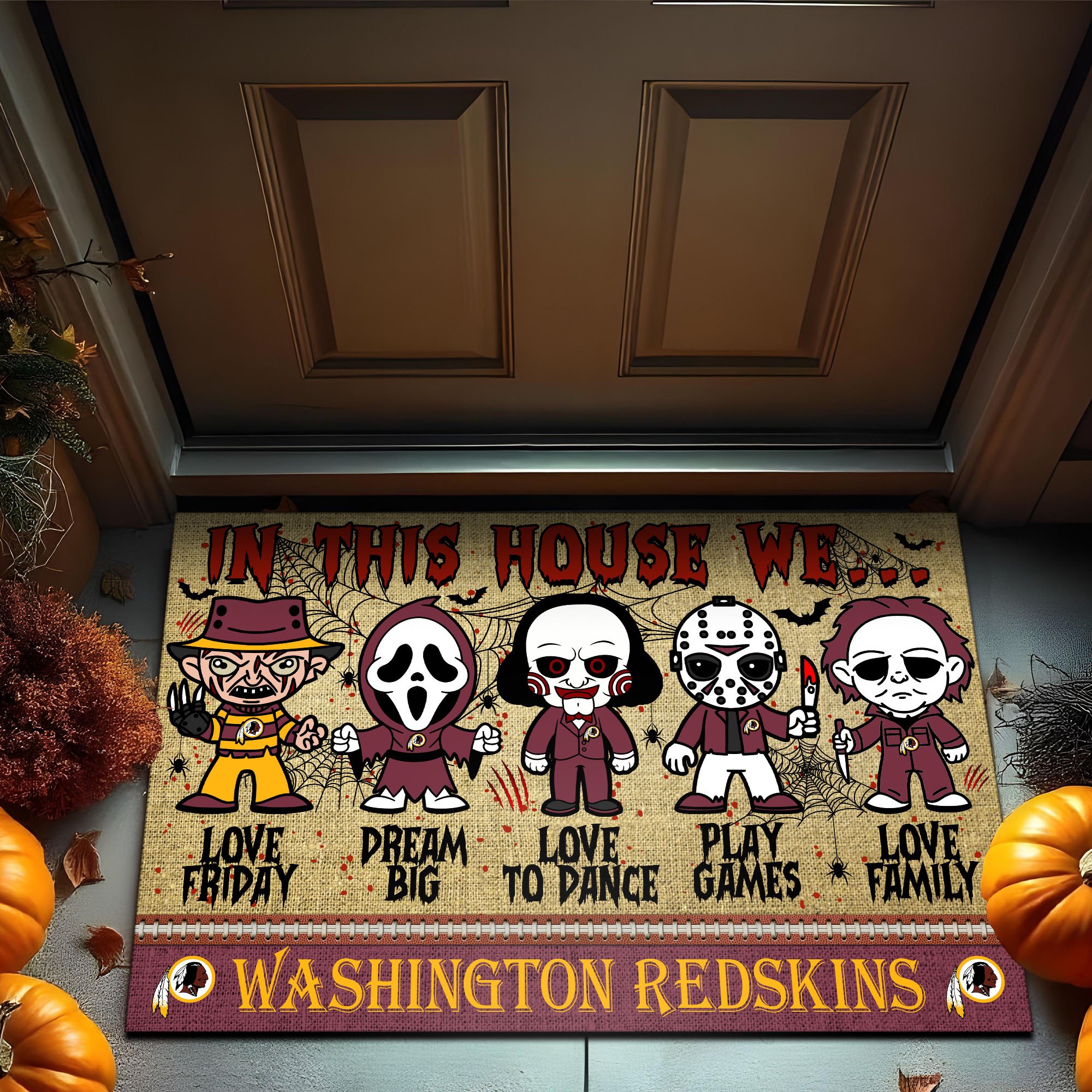 Washington Redskins Doormat, Horror Movie Killers Doormat, Halloween Gift, Home Decorations ETRG-60877