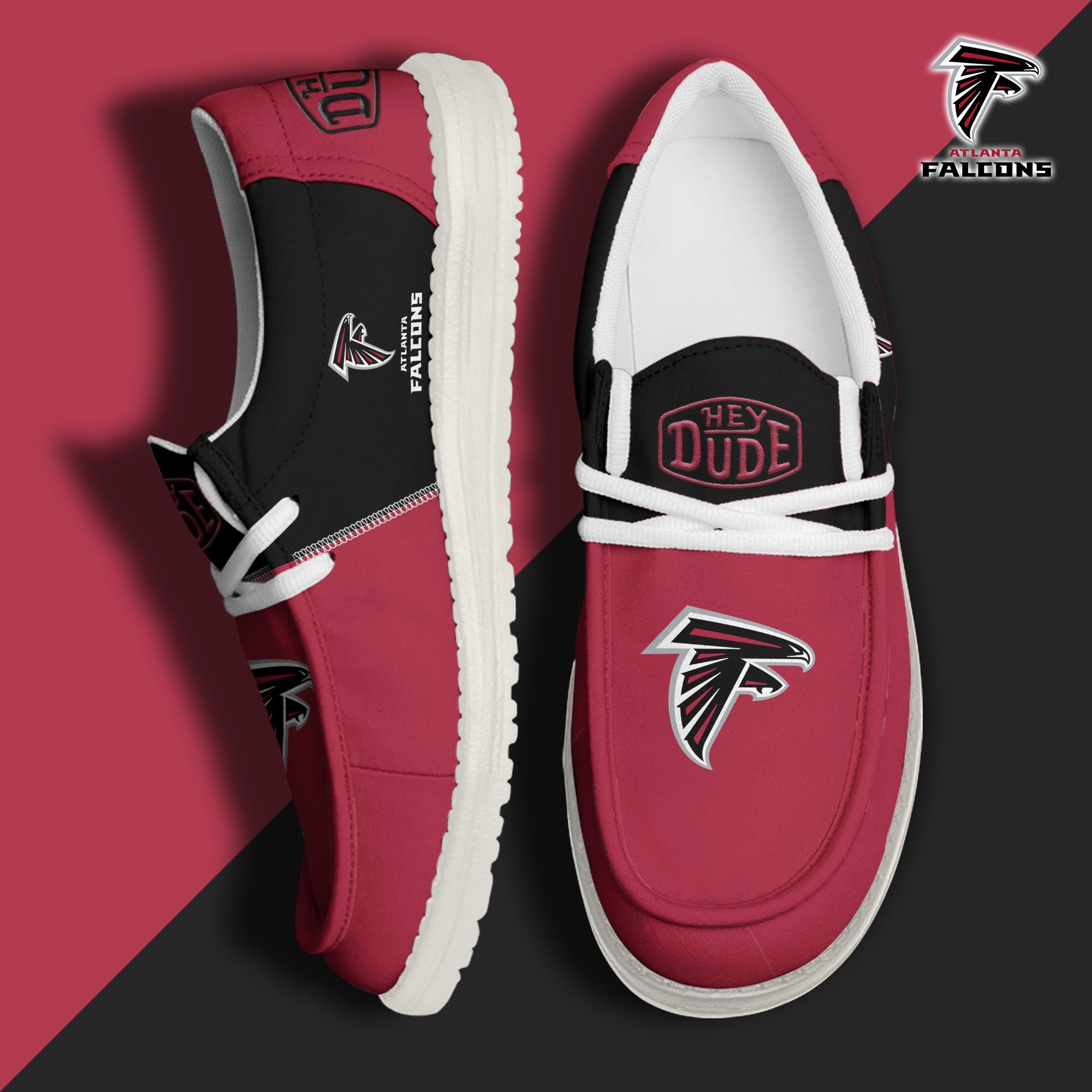 Atlanta Falcons Football Hey Dude Canvas Loafer Shoes Custom Your Name, Sport Shoes For Fan, Fan Gifts  ETRG-60163