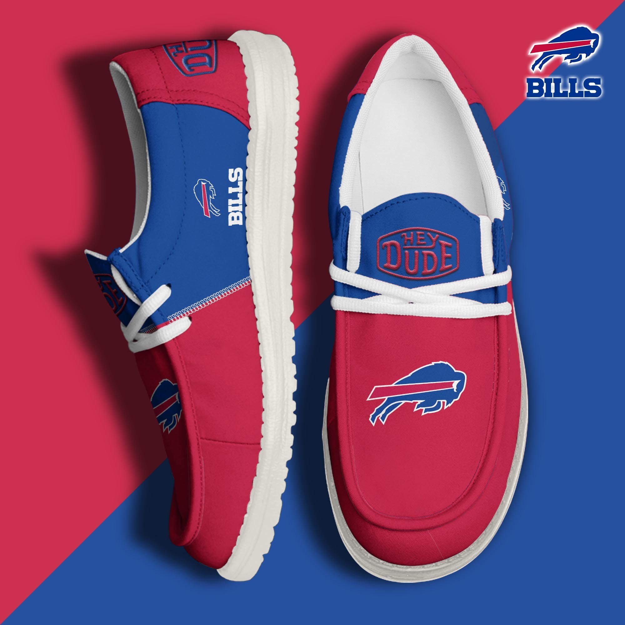 Buffalo Bills Football Hey Dude Canvas Loafer Shoes Custom Your Name, Sport Shoes For Fan, Fan Gifts  ETRG-60163