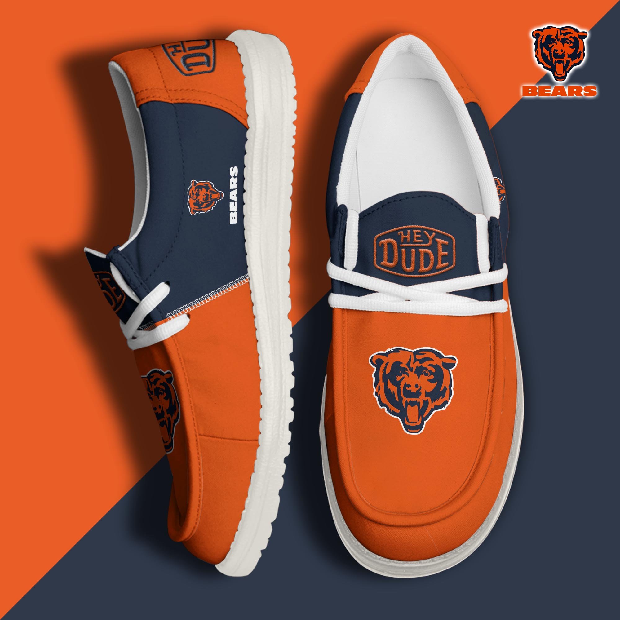 Chicago Bears Football Hey Dude Canvas Loafer Shoes Custom Your Name, Sport Shoes For Fan, Fan Gifts  ETRG-60163