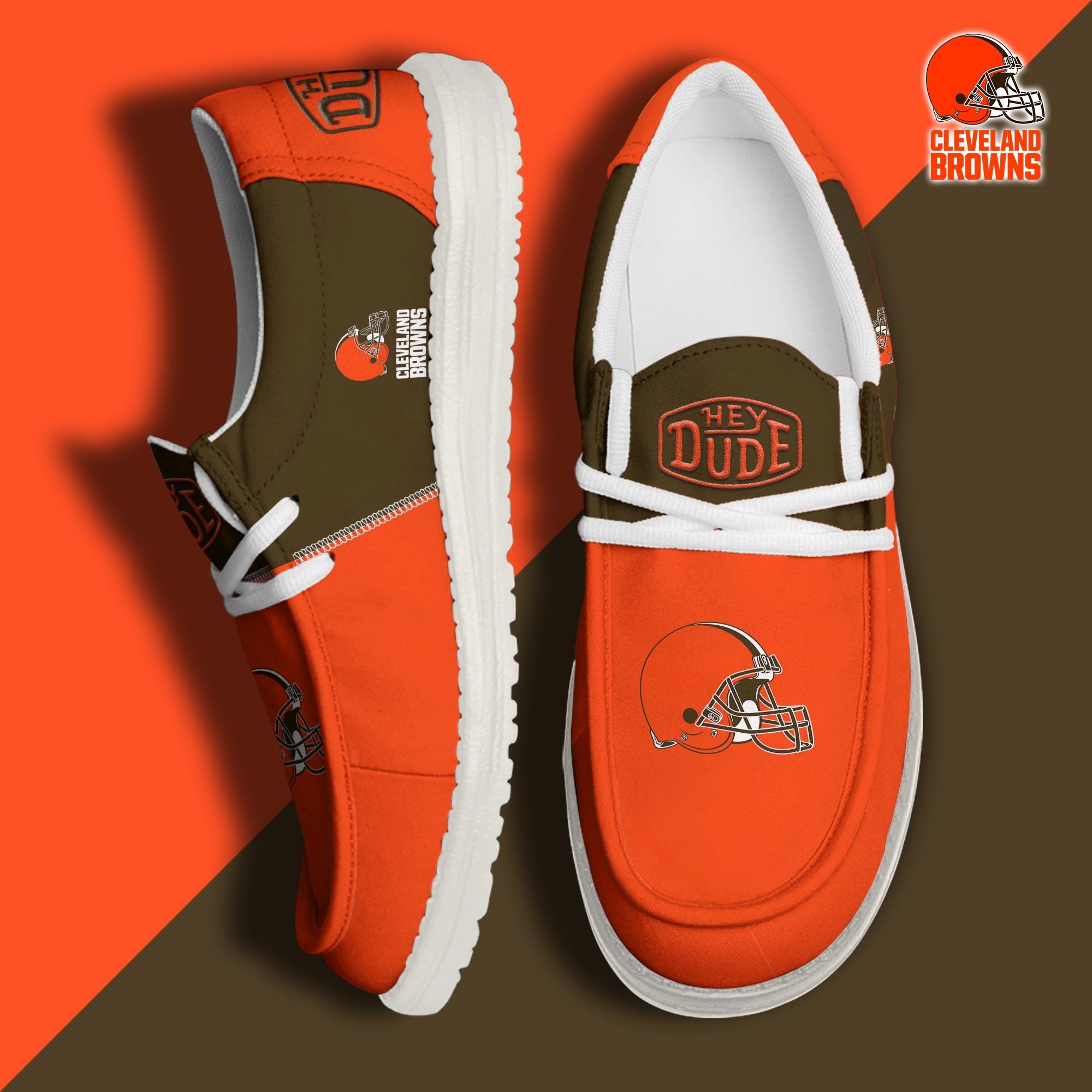 Cleveland Browns Football Hey Dude Canvas Loafer Shoes Custom Your Name, Sport Shoes For Fan, Fan Gifts  ETRG-60163