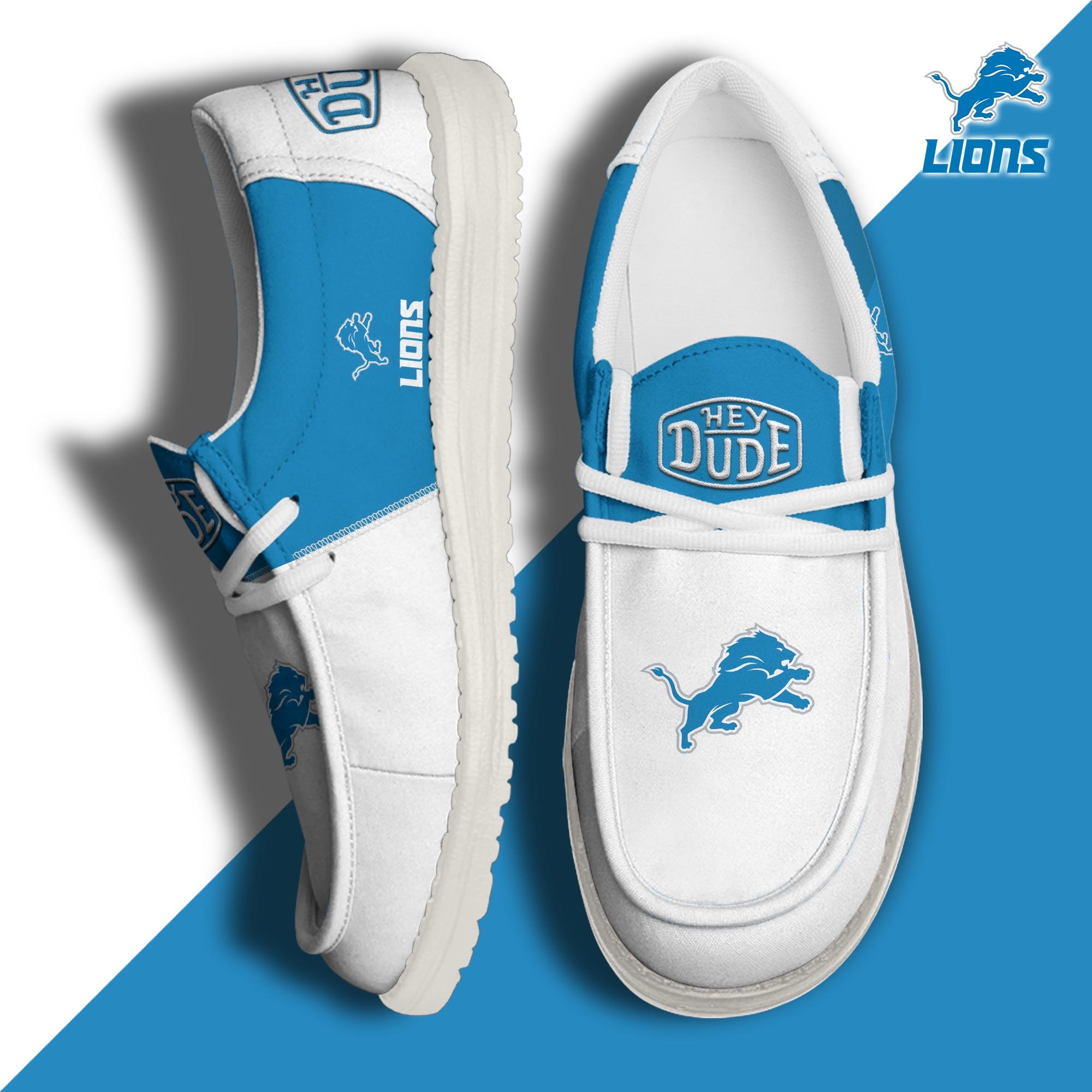 Detroit Lions Football Hey Dude Canvas Loafer Shoes Custom Your Name, Sport Shoes For Fan, Fan Gifts  ETRG-60163