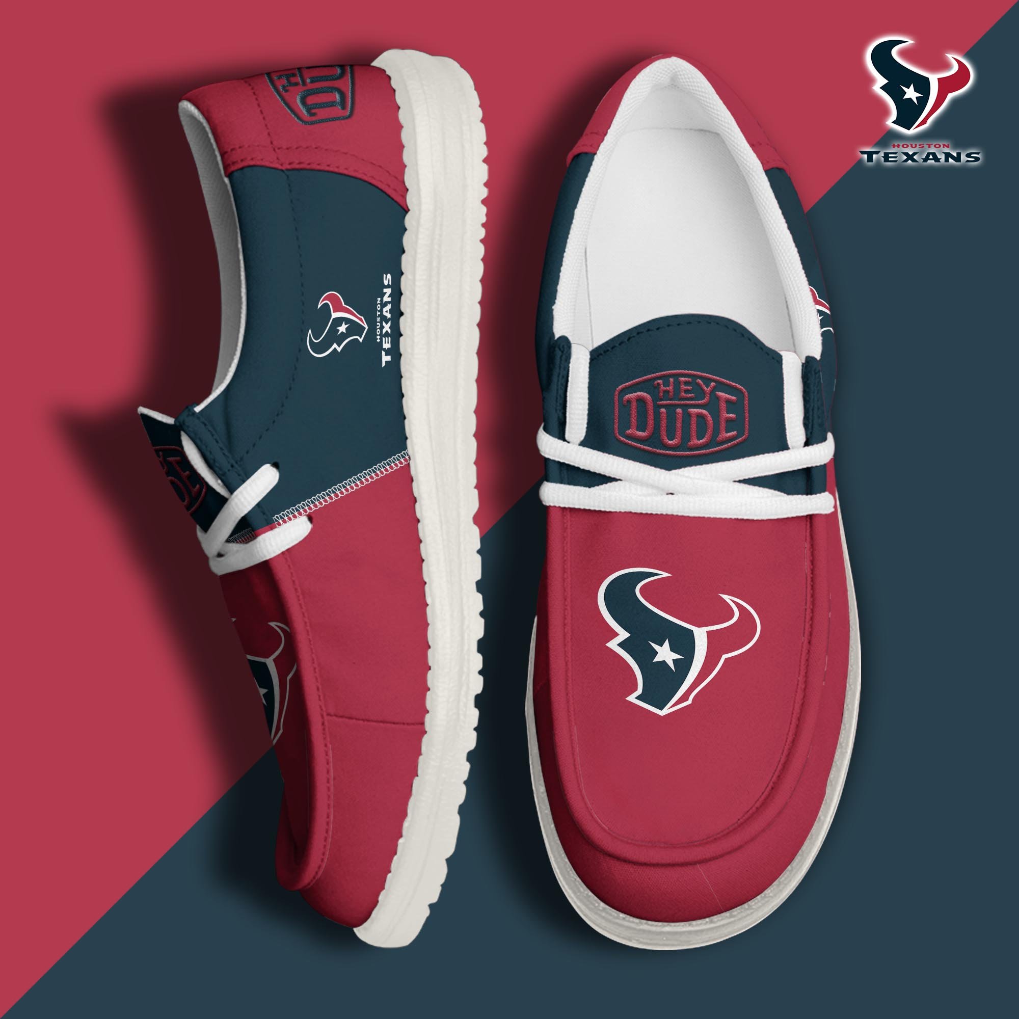 Houston Texans Football Hey Dude Canvas Loafer Shoes Custom Your Name, Sport Shoes For Fan, Fan Gifts  ETRG-60163