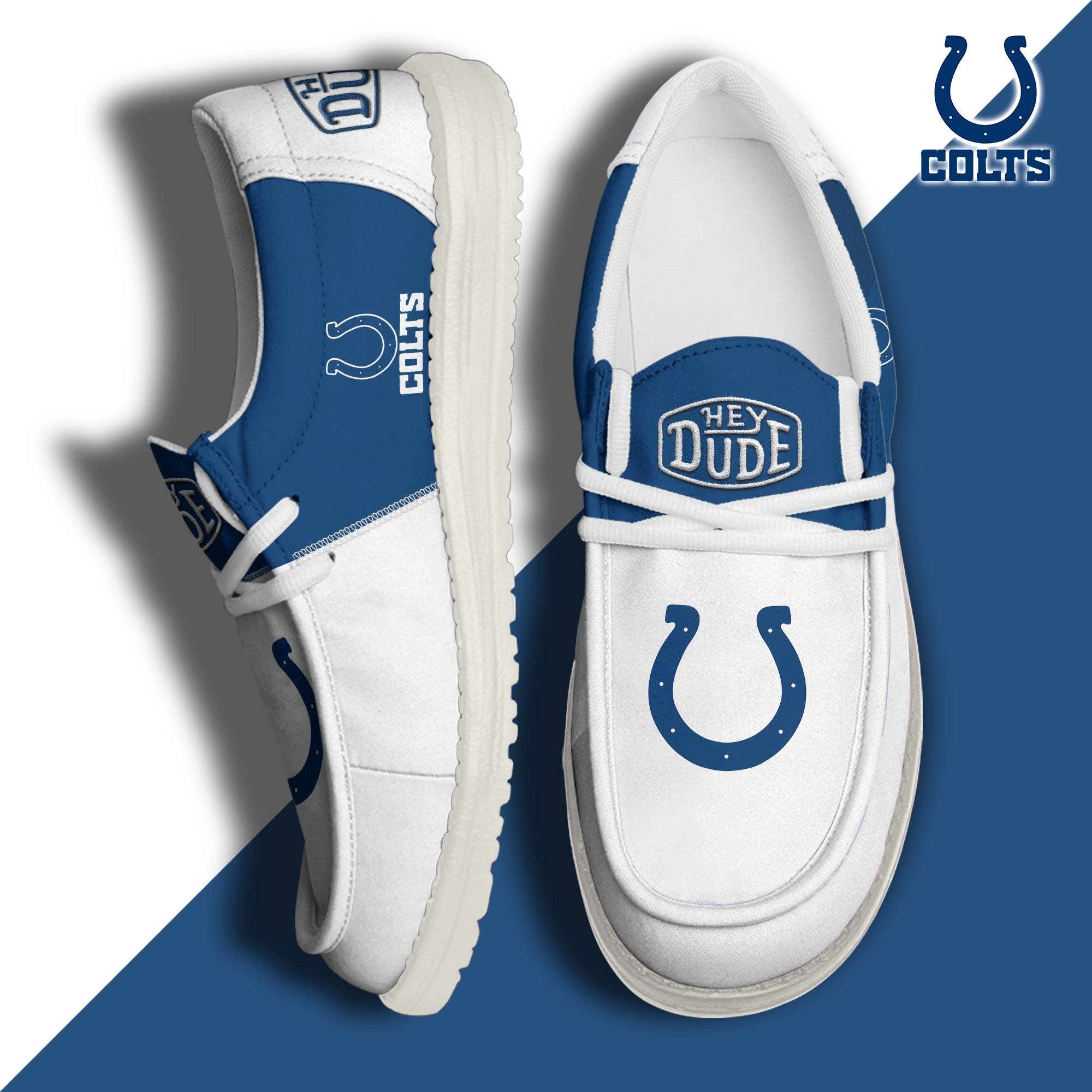 Indianapolis Colts Football Hey Dude Canvas Loafer Shoes Custom Your Name, Sport Shoes For Fan, Fan Gifts  ETRG-60163