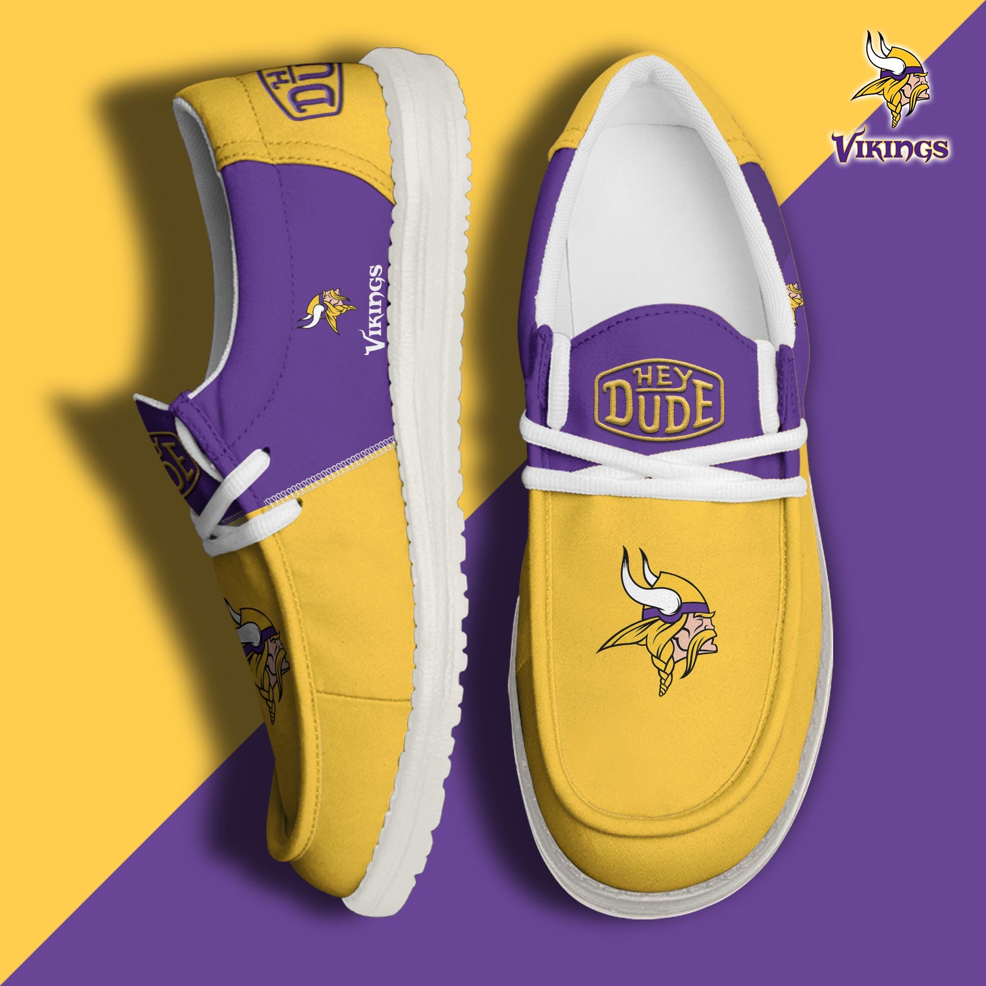 Minnesota Vikings Football Hey Dude Canvas Loafer Shoes Custom Your Name, Sport Shoes For Fan, Fan Gifts  ETRG-60163