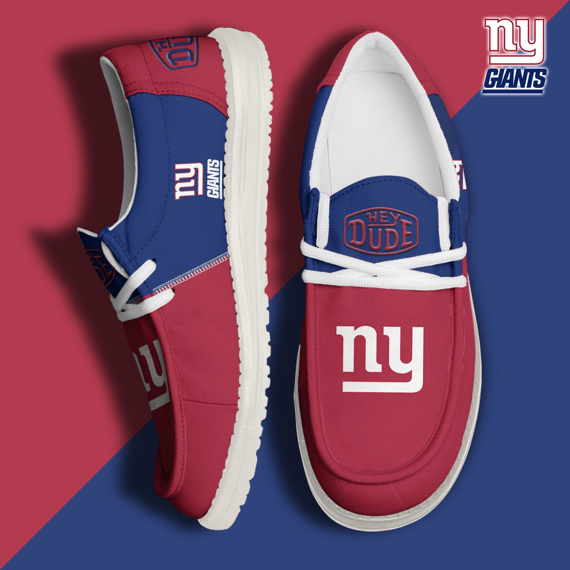 New York Giants Football Hey Dude Canvas Loafer Shoes Custom Your Name, Sport Shoes For Fan, Fan Gifts  ETRG-60163