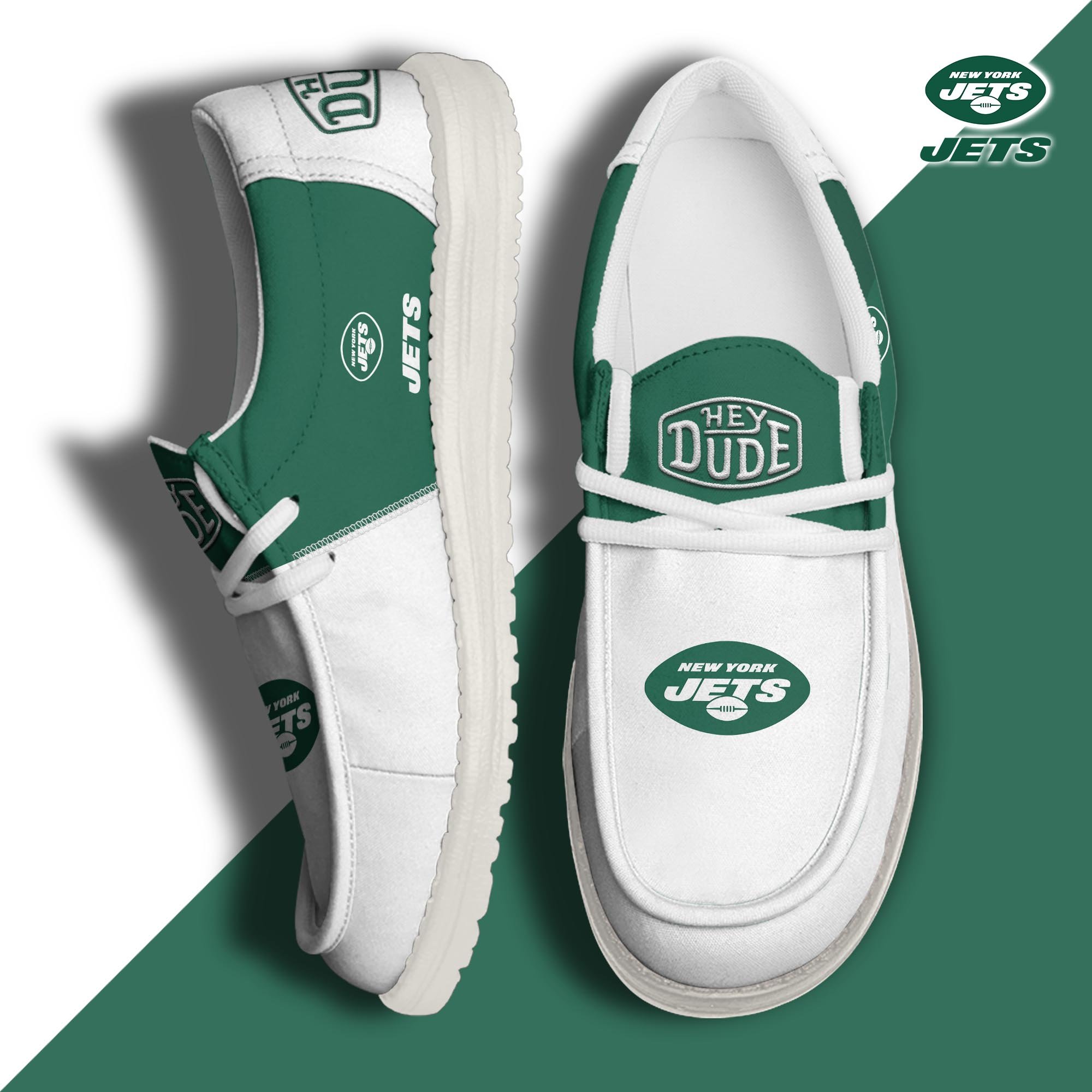 New York Jets Football Hey Dude Canvas Loafer Shoes Custom Your Name, Sport Shoes For Fan, Fan Gifts  ETRG-60163