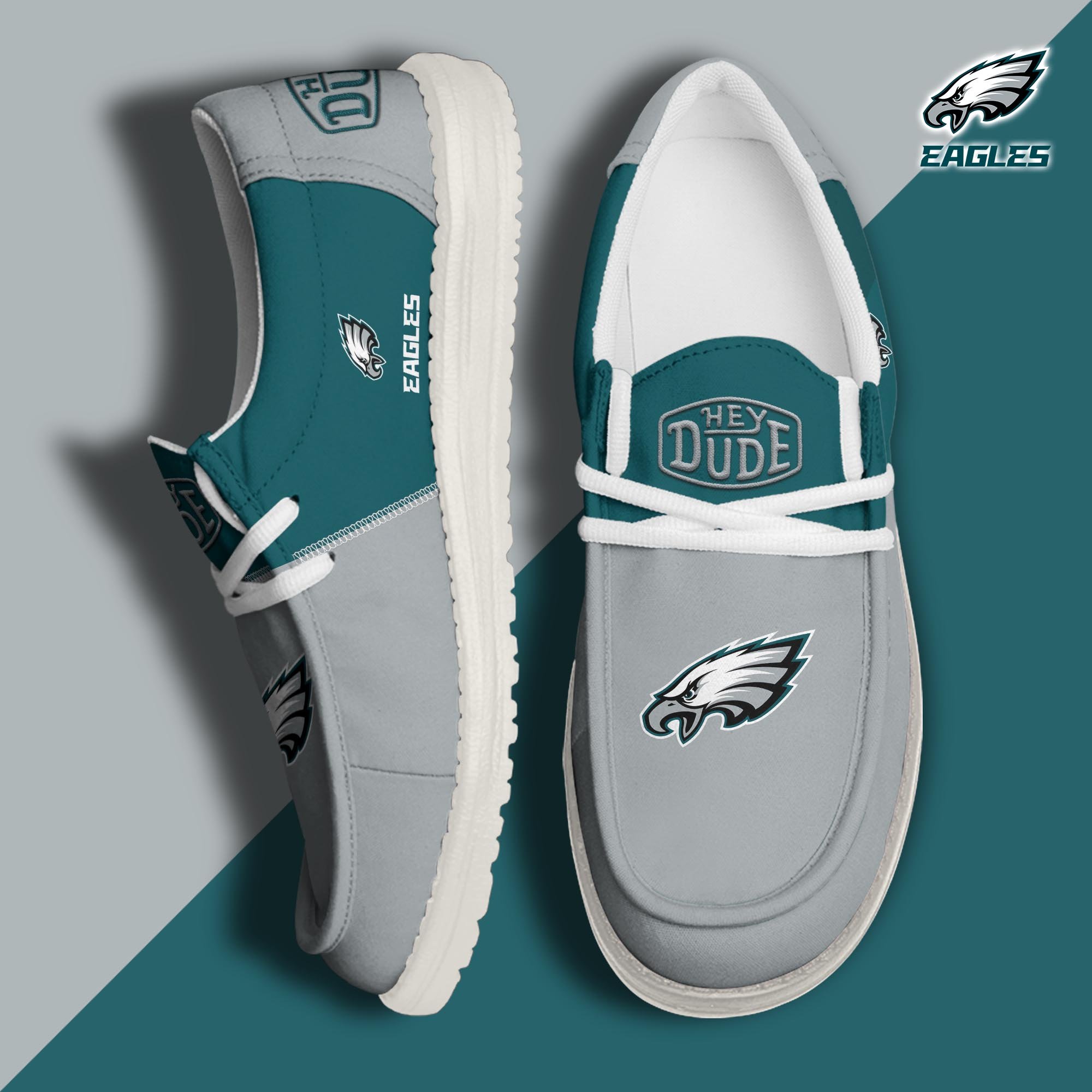 01 Philadelphia Eagles Football Hey Dude Canvas Loafer Shoes Custom Your Name, Sport Shoes For Fan, Fan Gifts  ETRG-60163