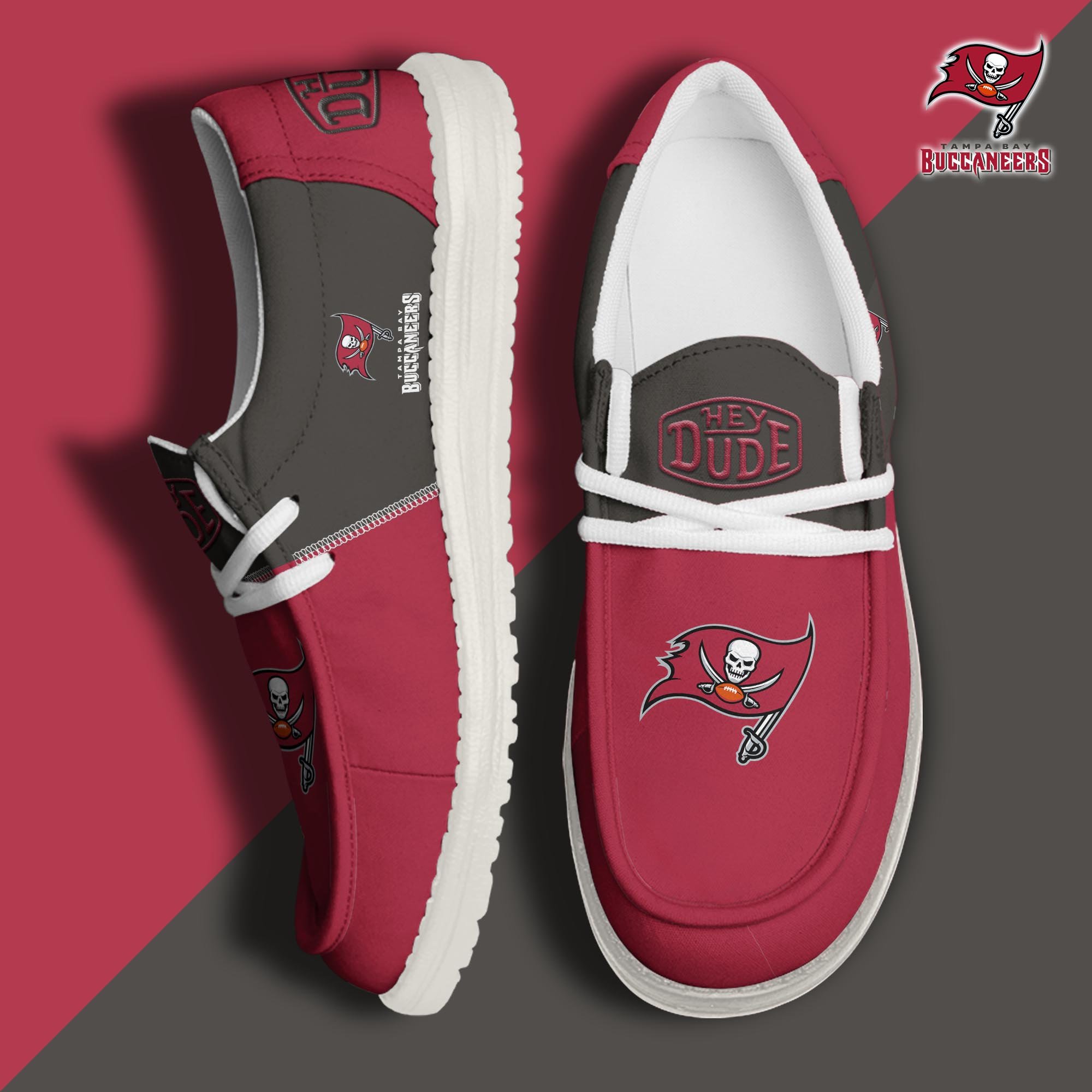 Tampa Bay Buccaneers Football Hey Dude Canvas Loafer Shoes Custom Your Name, Sport Shoes For Fan, Fan Gifts  ETRG-60163