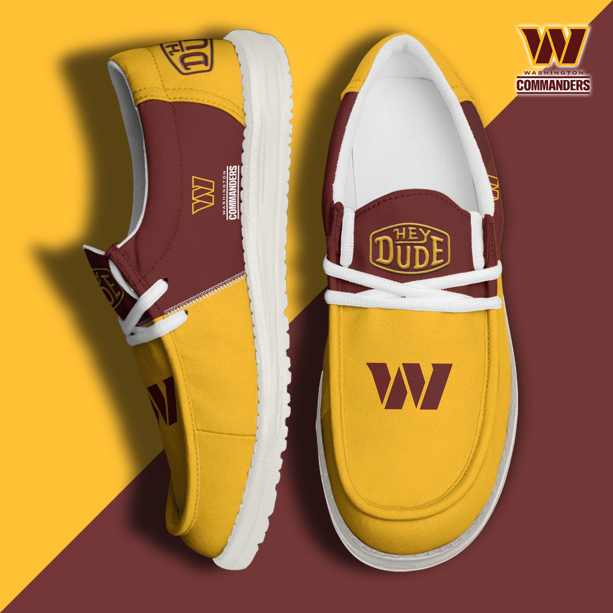 01 Washington Commanders Football Hey Dude Canvas Loafer Shoes Custom Your Name, Sport Shoes For Fan, Fan Gifts  ETRG-60163