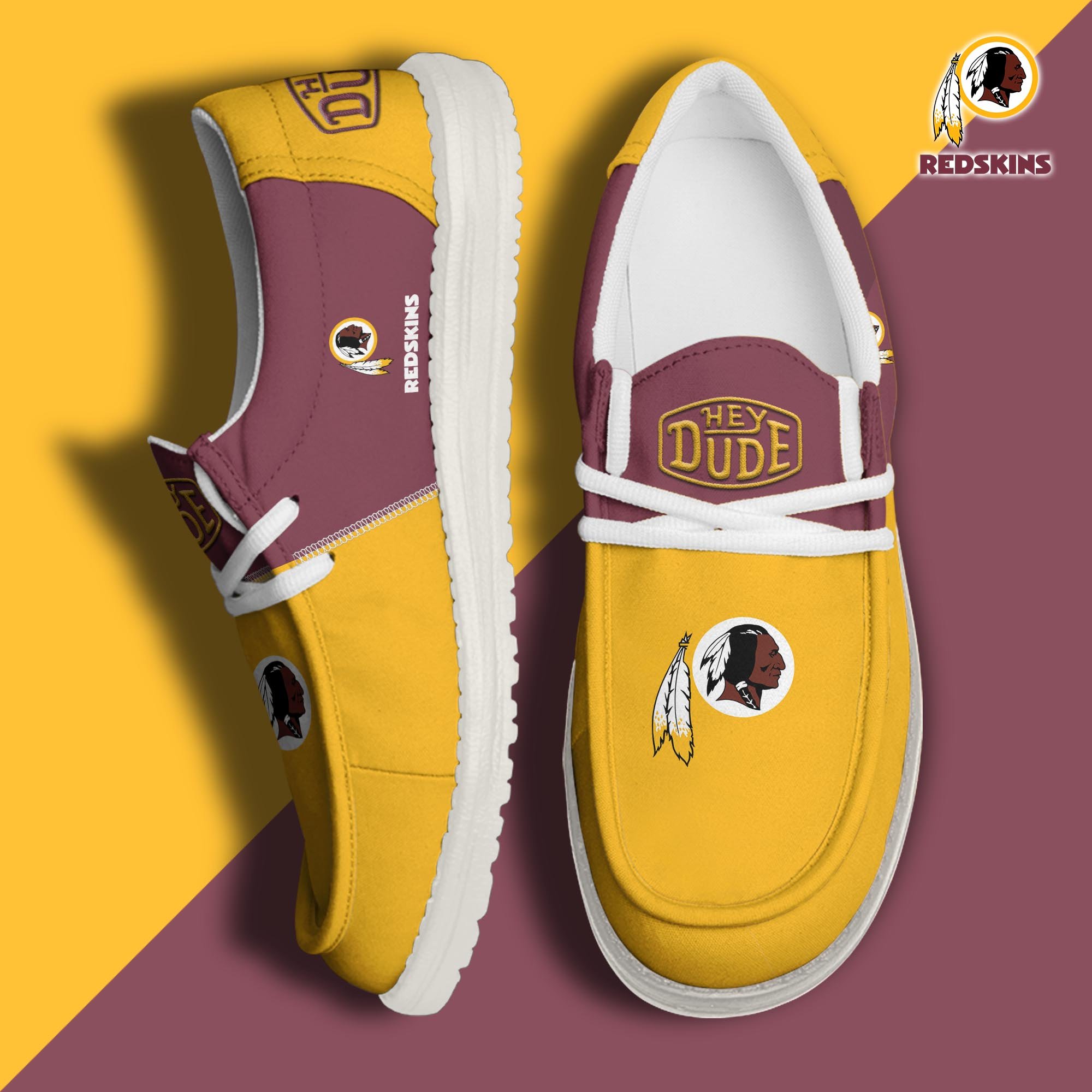 01 Washington Redskins Football Hey Dude Canvas Loafer Shoes Custom Your Name, Sport Shoes For Fan, Fan Gifts  ETRG-60163