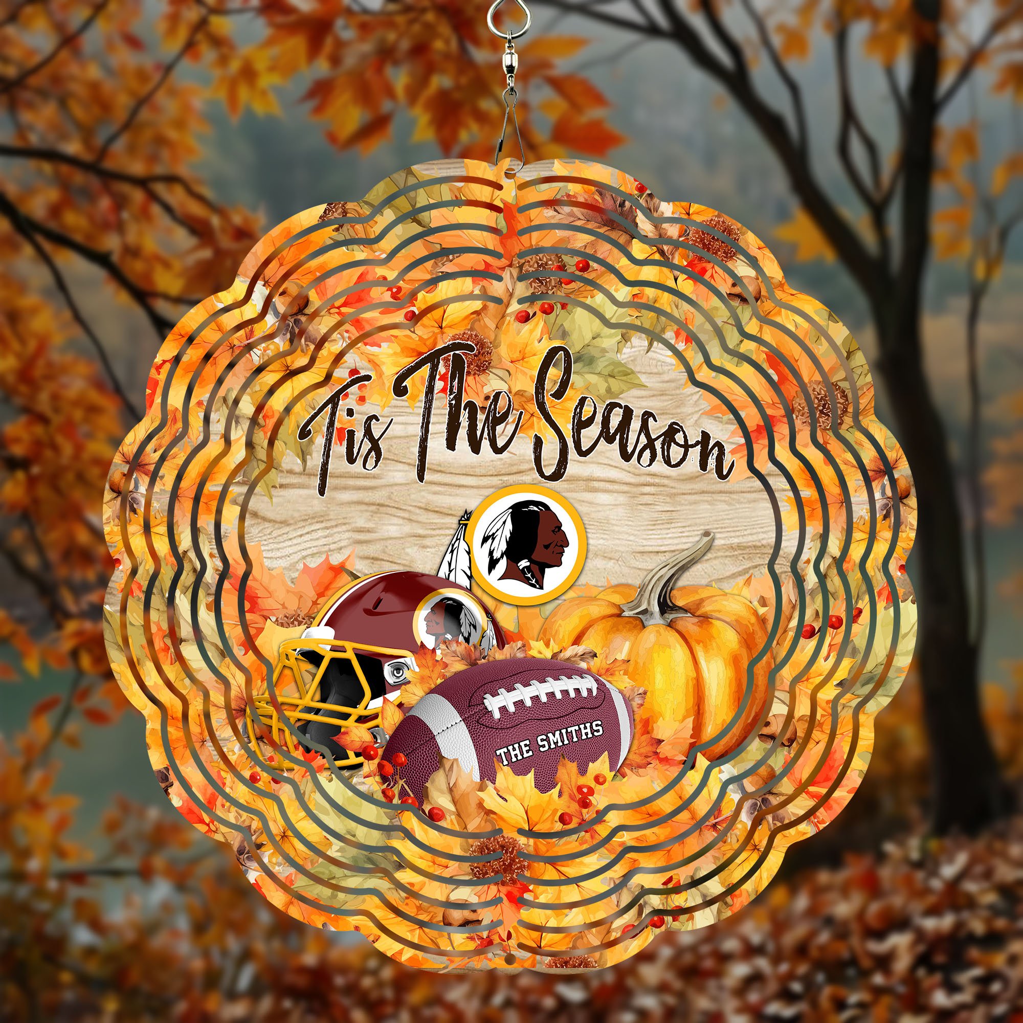 Washington Redskins Wind Spinner Custom Your Name And Choose Quotes, Sport Team Wind Spinner, Sport Gifts For Fan ETRG-60878