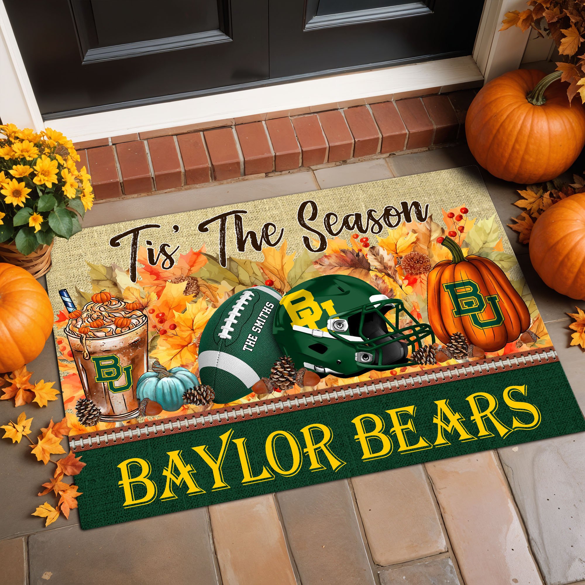 Baylor Bears Doormat Custom Family Name And Choose Quotes, Fall Gifts For Football Lovers, Fan Gifts ETRG-60960