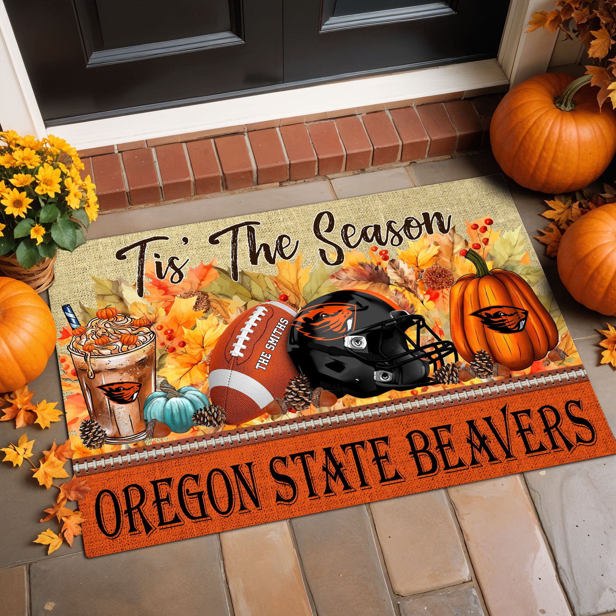 Oregon State Beavers Doormat Custom Family Name And Choose Quotes, Fall Gifts For Football Lovers, Fan Gifts ETRG-60960