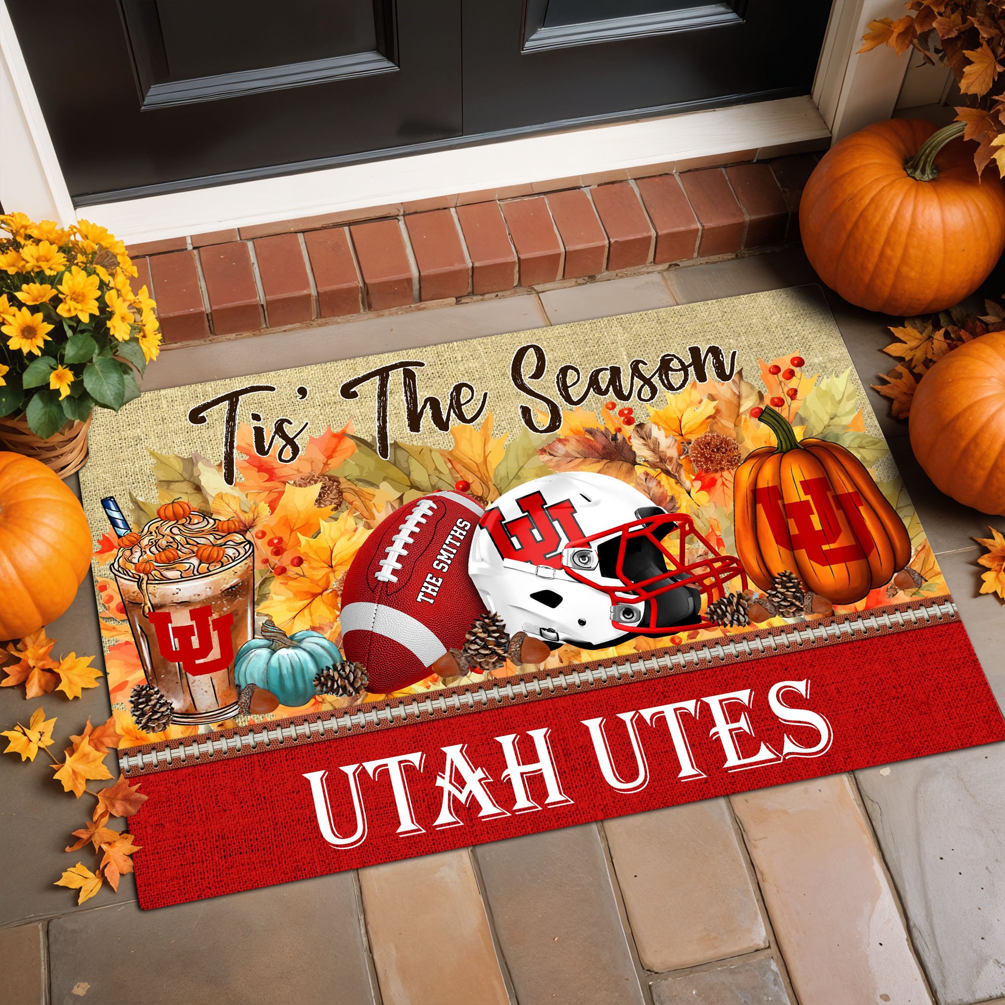 Utah Utes Doormat Custom Family Name And Choose Quotes, Fall Gifts For Football Lovers, Fan Gifts ETRG-60960