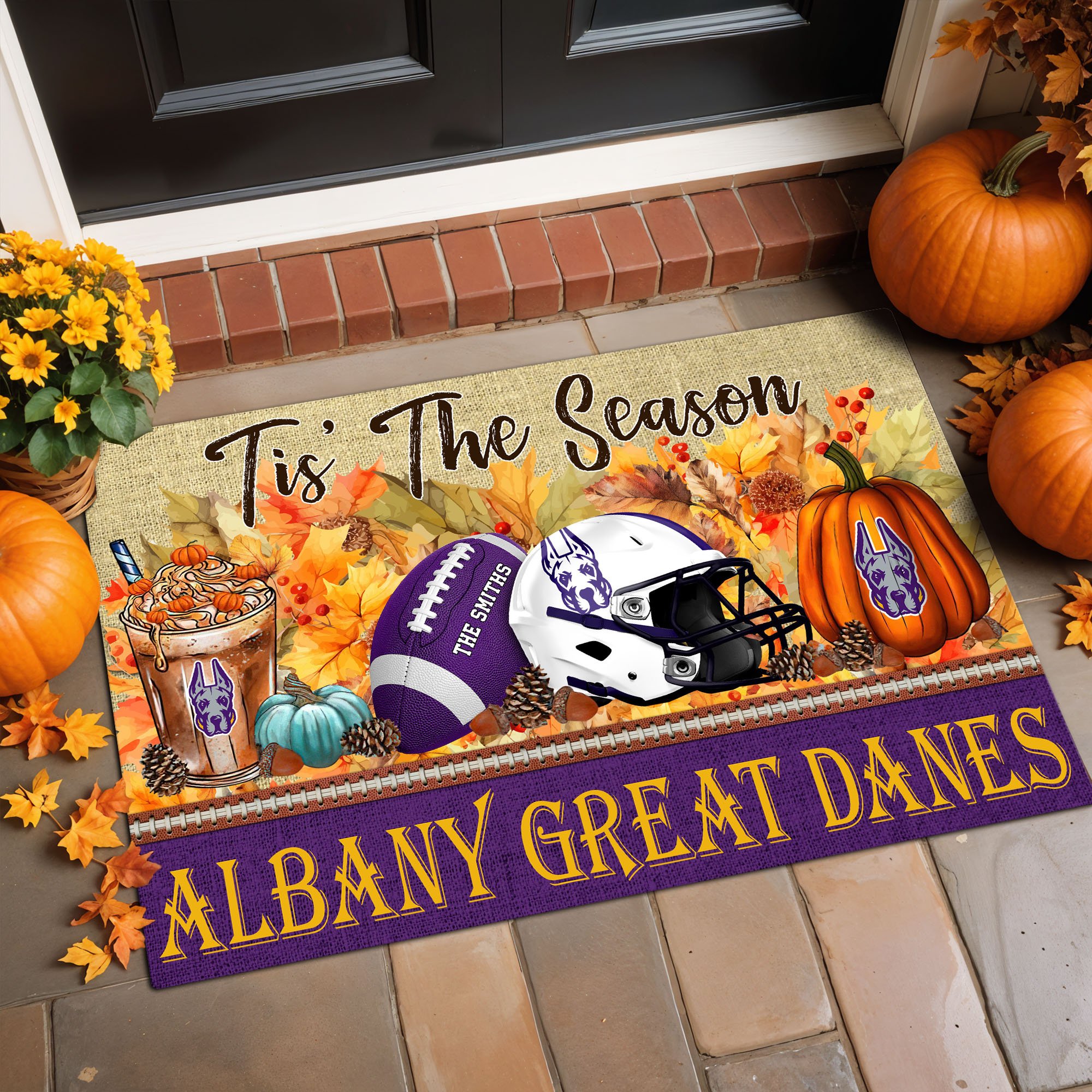 Albany Great Danes Doormat Custom Family Name And Choose Quotes, Fall Gifts For Football Lovers, Fan Gifts ETRG-60960