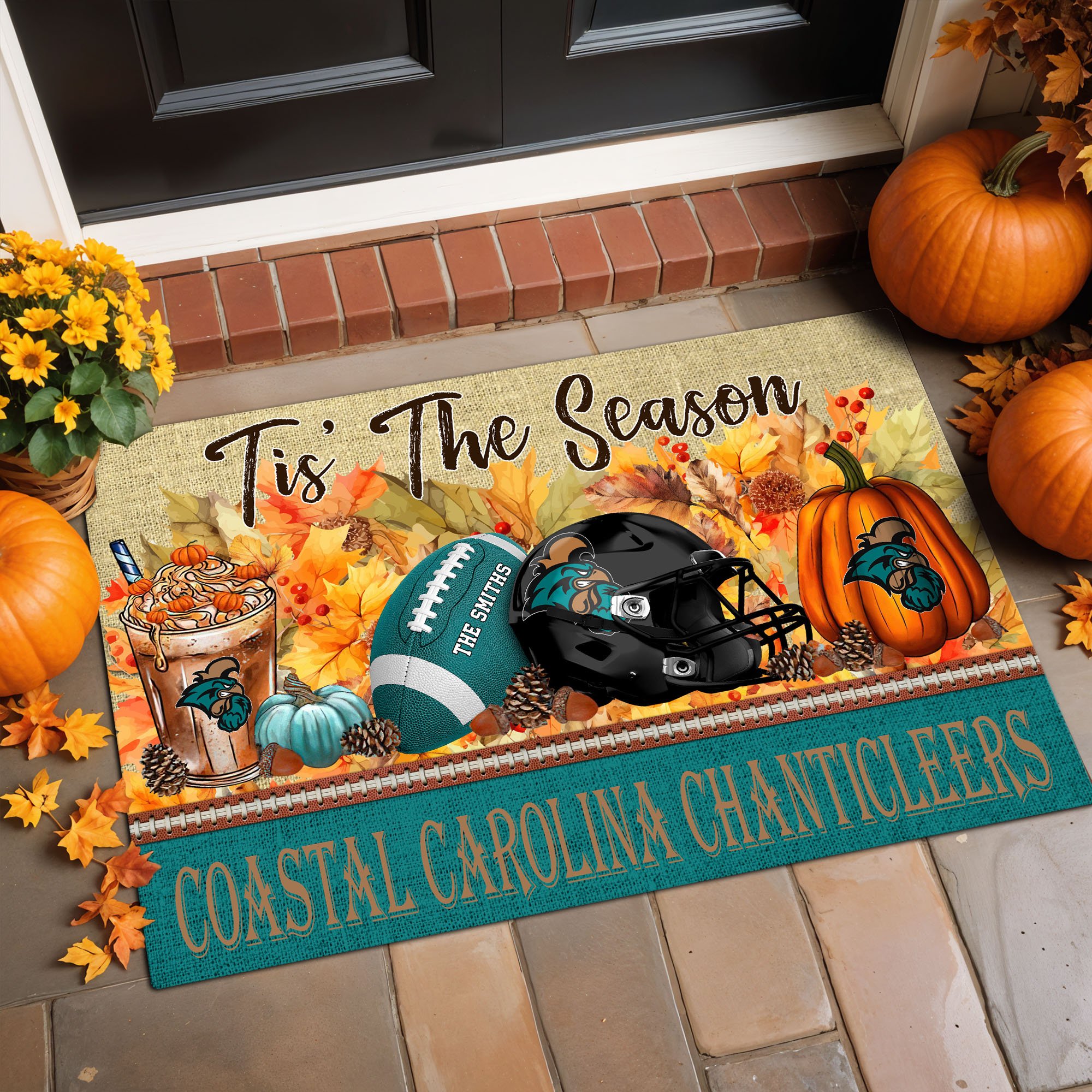 Coastal Carolina Chanticleers Doormat Custom Family Name And Choose Quotes, Fall Gifts For Football Lovers, Fan Gifts ETRG-60960