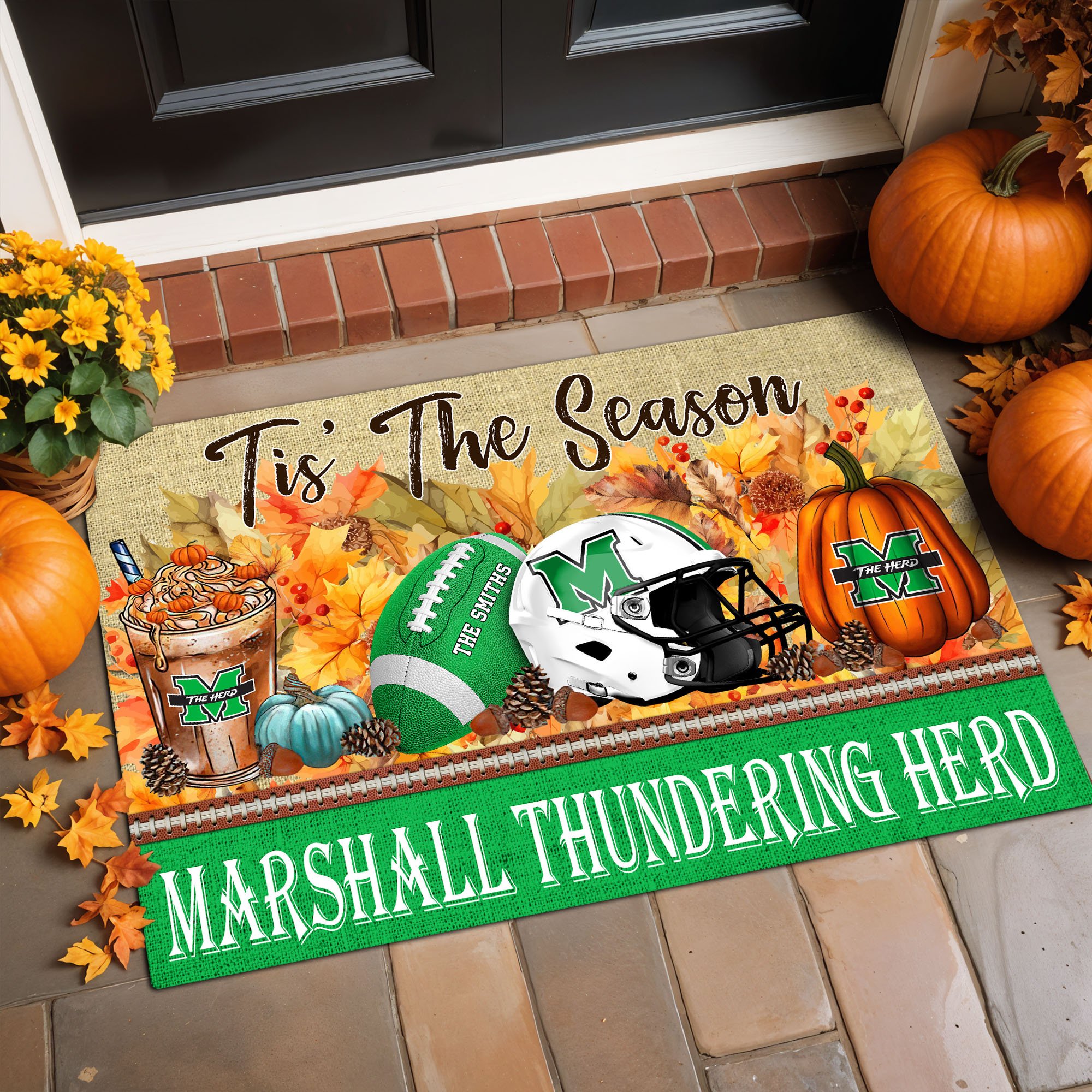 Marshall Thundering Herd Doormat Custom Family Name And Choose Quotes, Fall Gifts For Football Lovers, Fan Gifts ETRG-60960