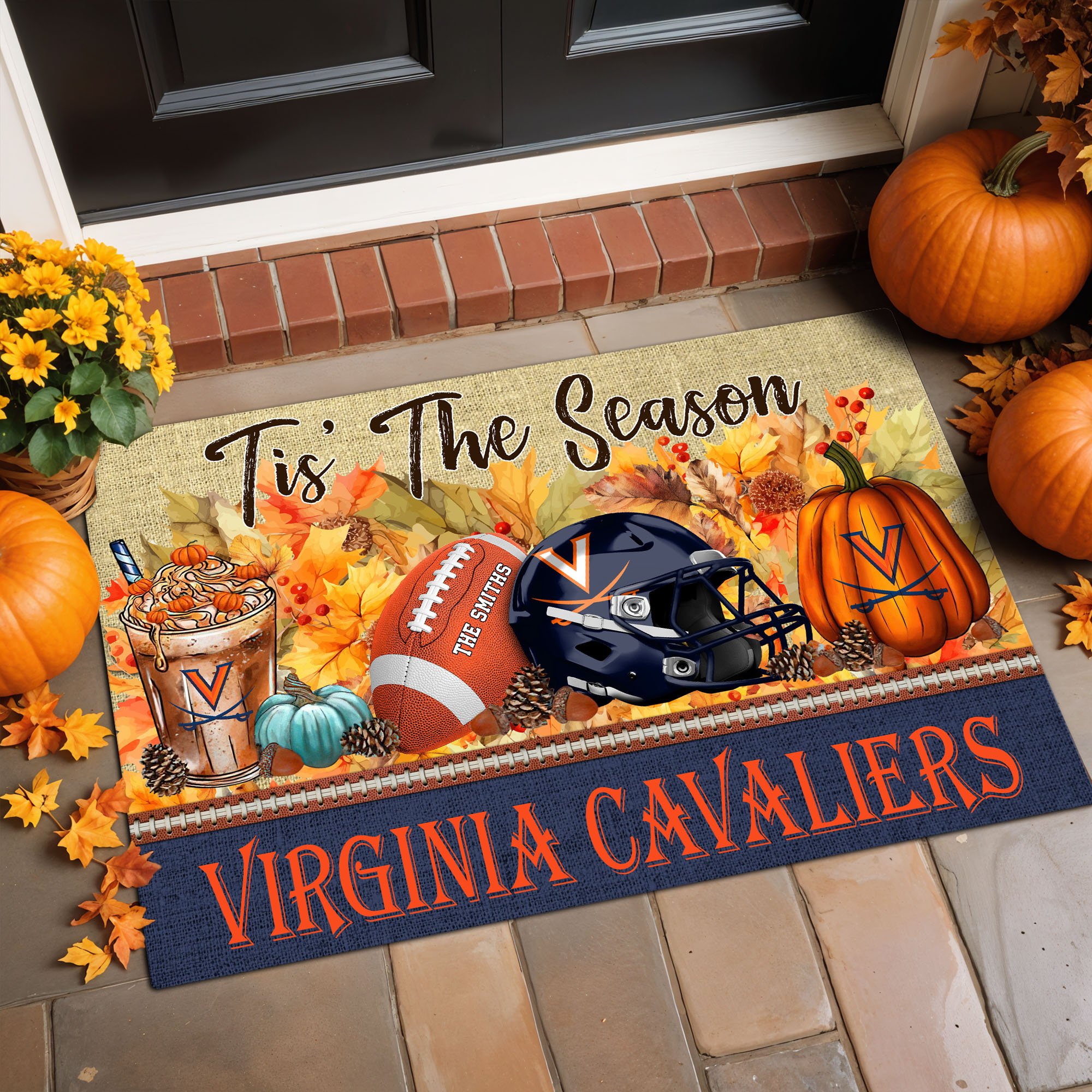 Virginia Cavaliers Doormat Custom Family Name And Choose Quotes, Fall Gifts For Football Lovers, Fan Gifts ETRG-60960