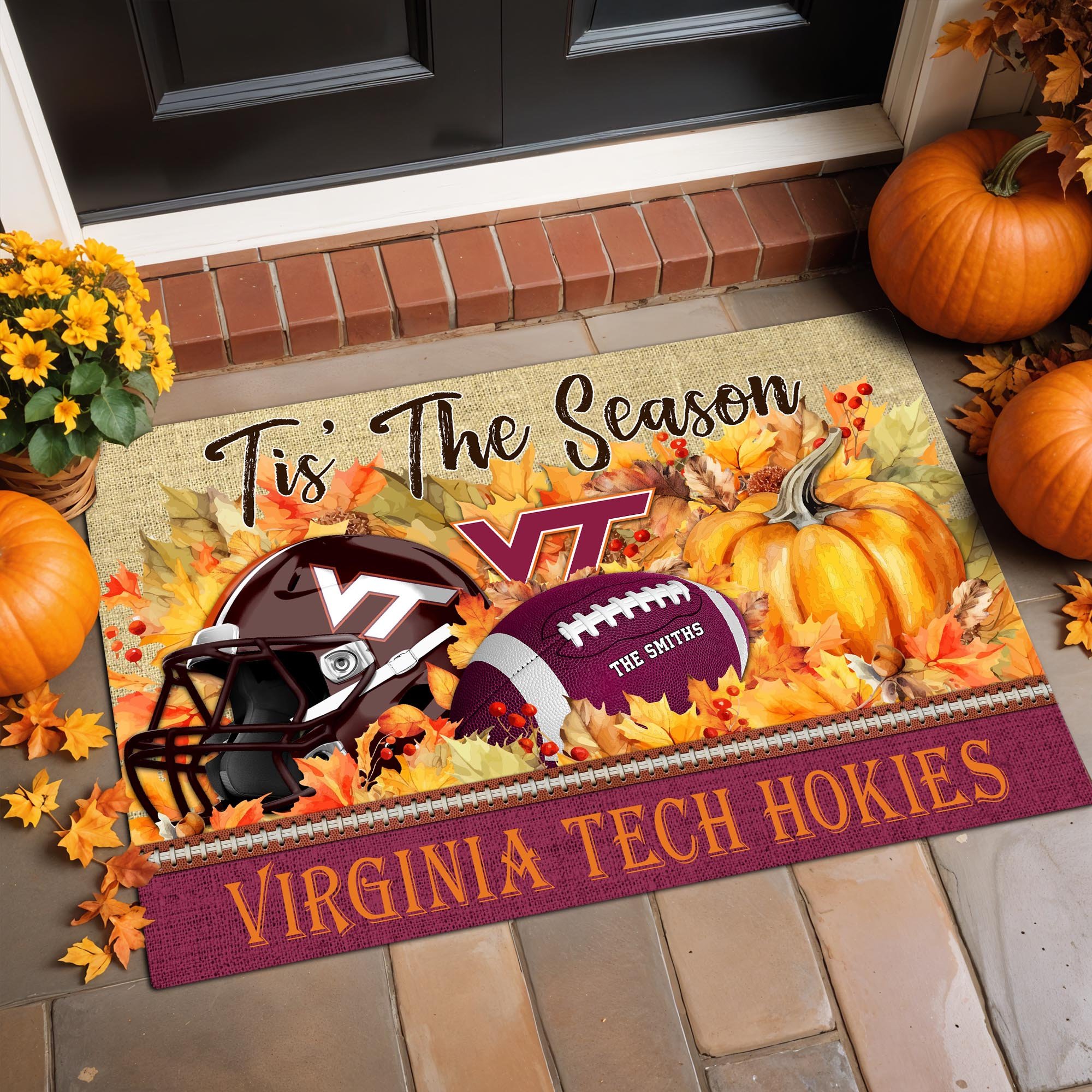 Virginia Tech Hokies Team Doormat Custom Family Name, Doormat For Sport Fan, Fan Gifts, Home Decor ETRG-60971